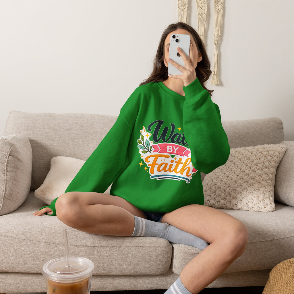 Walk By Faith Crewneck Sweatshirt — Inspirational Christian Pullover