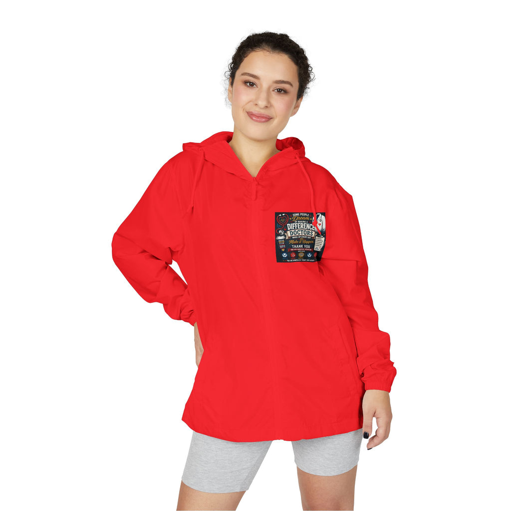 'For Doctors' Windbreaker Jacket — Lightweight Full‑Zip Scuba Hood
