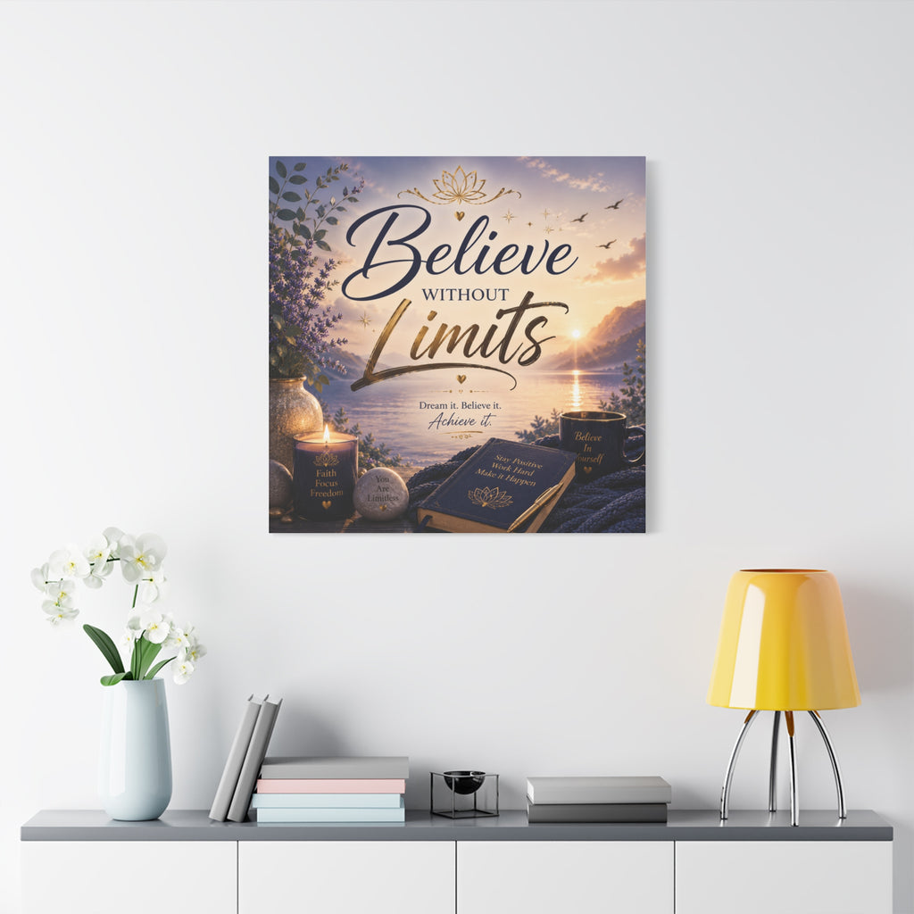 Believe Without Limits Canvas Wall Art – Inspirational Stretched Matte Print