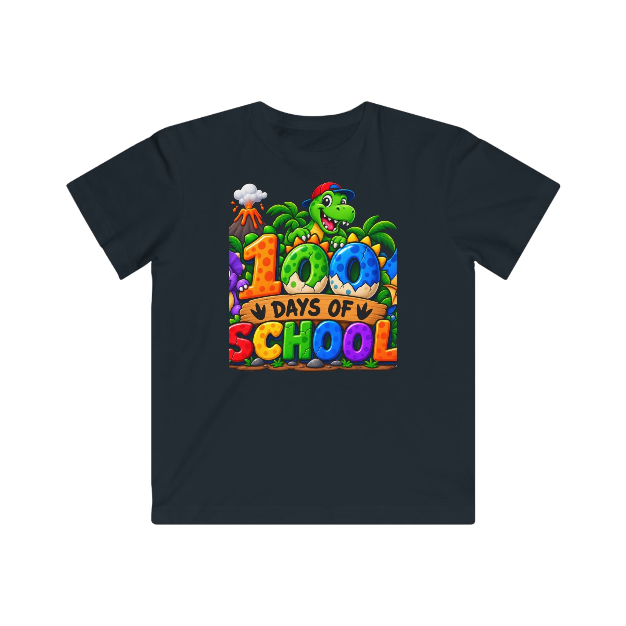 Kids 100 Days of School T-Shirt – Colorful Dino Celebration Tee