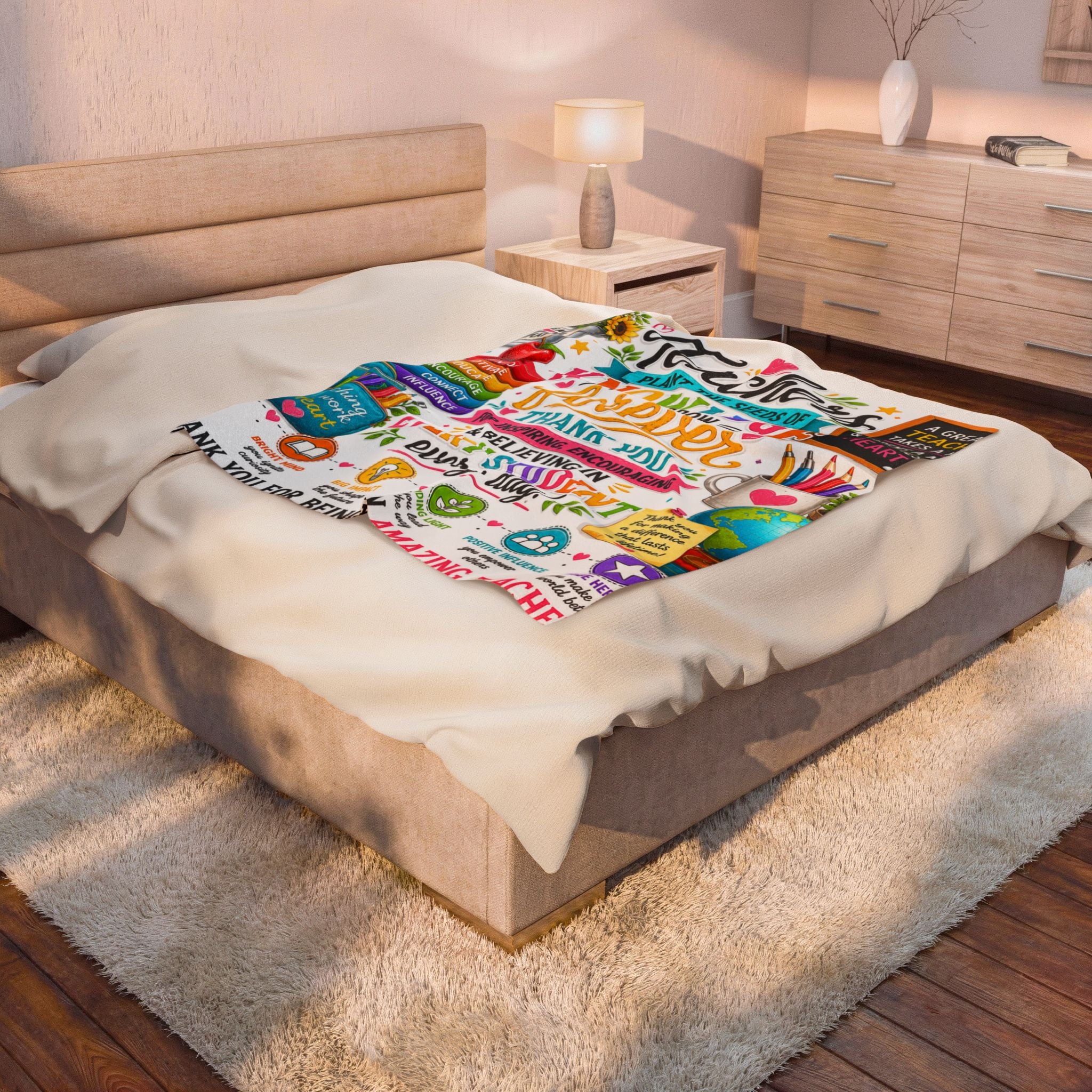 Teacher Thank You Velveteen Plush Blanket — "Teachers Plant the Seeds of Knowledge That Grow Forever"