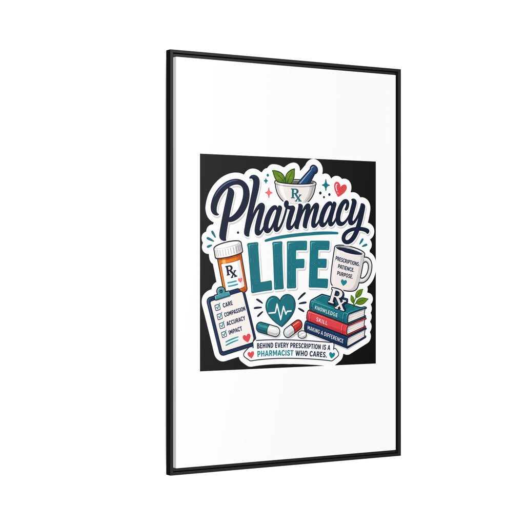 Pharmacy Life Framed Canvas Art — Colorful Pharmacist Wall Decor