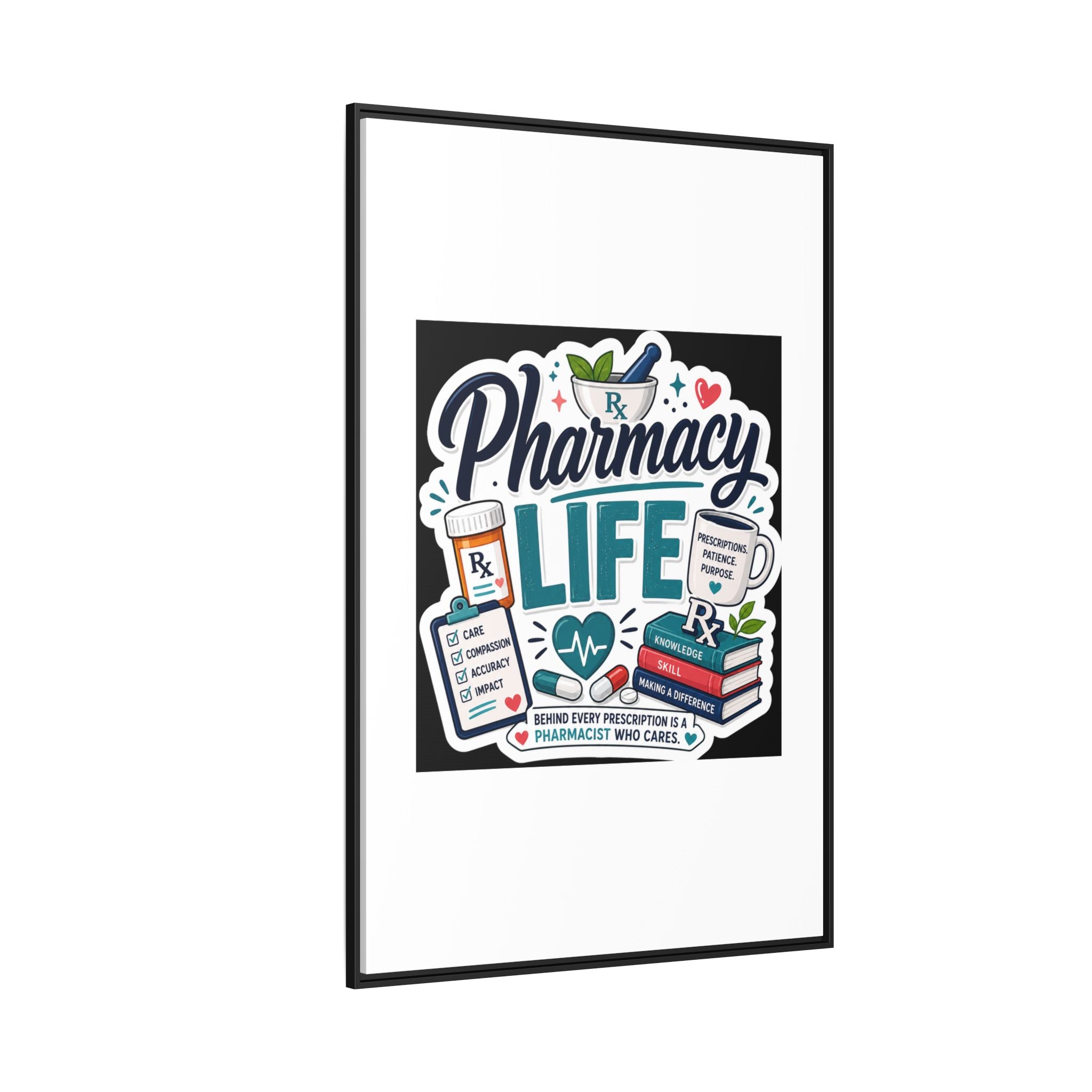 Pharmacy Life Framed Canvas Art — Colorful Pharmacist Wall Decor