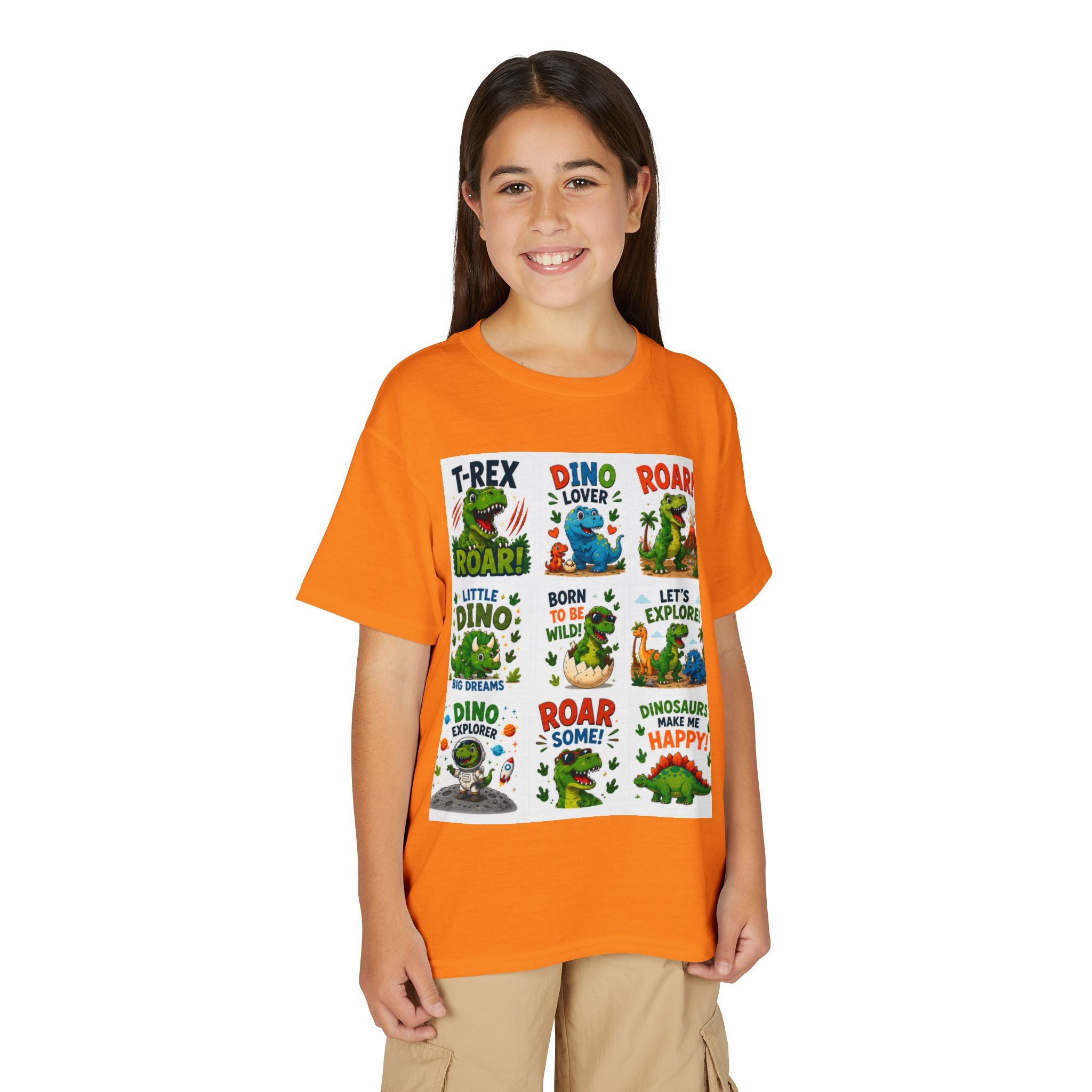 Kids Dinosaur T-Shirt — Cute Dino Quotes & Cartoon Grid Design