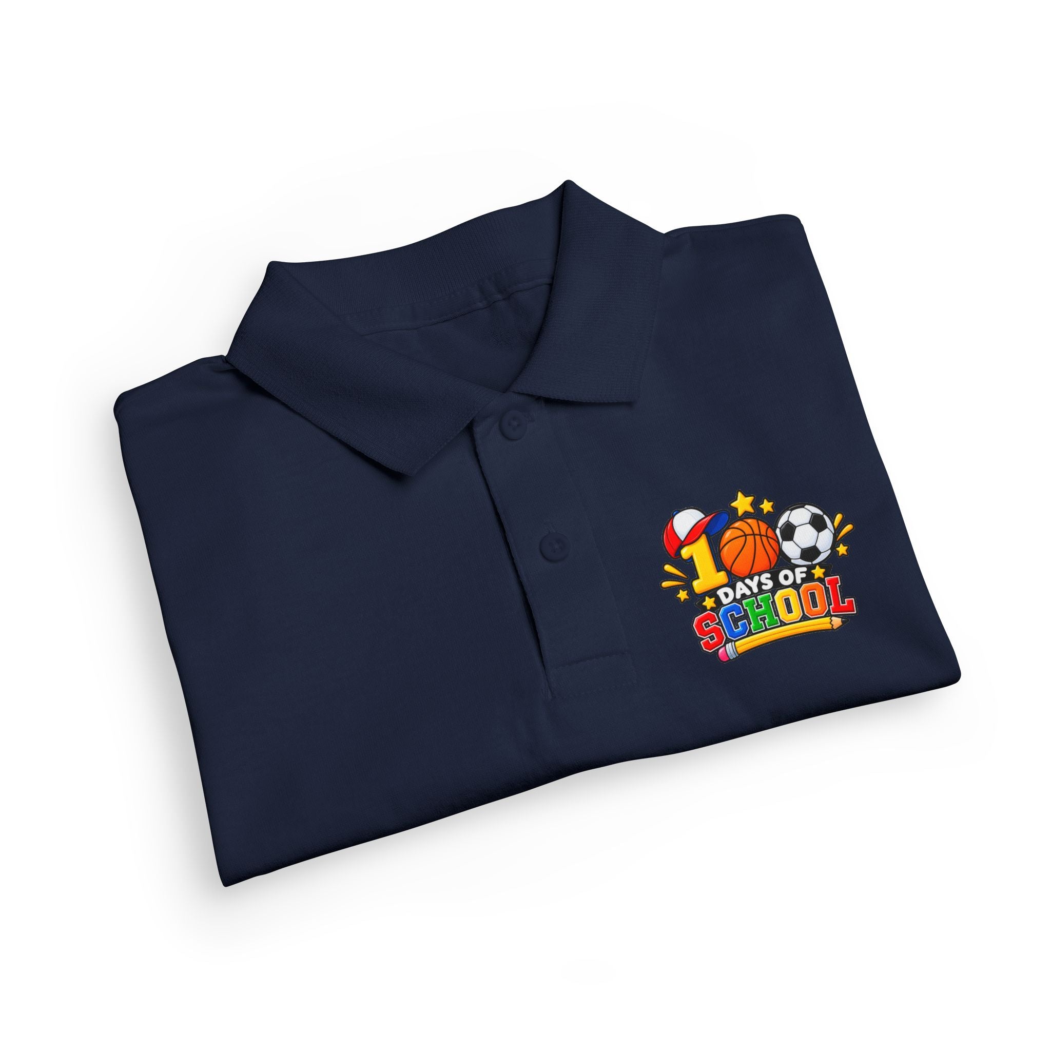 Youth Polo — "100 Days of School" Sport-Themed Kids Polo