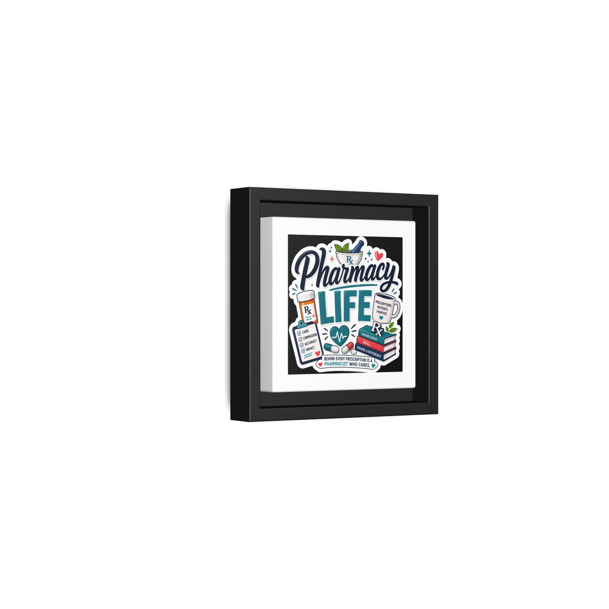 Pharmacy Life Framed Canvas Art — Colorful Pharmacist Wall Decor