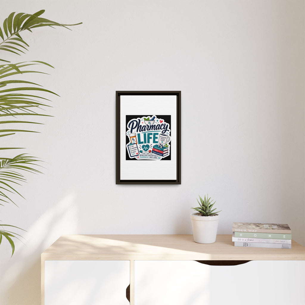 Pharmacy Life Framed Canvas Art — Colorful Pharmacist Wall Decor