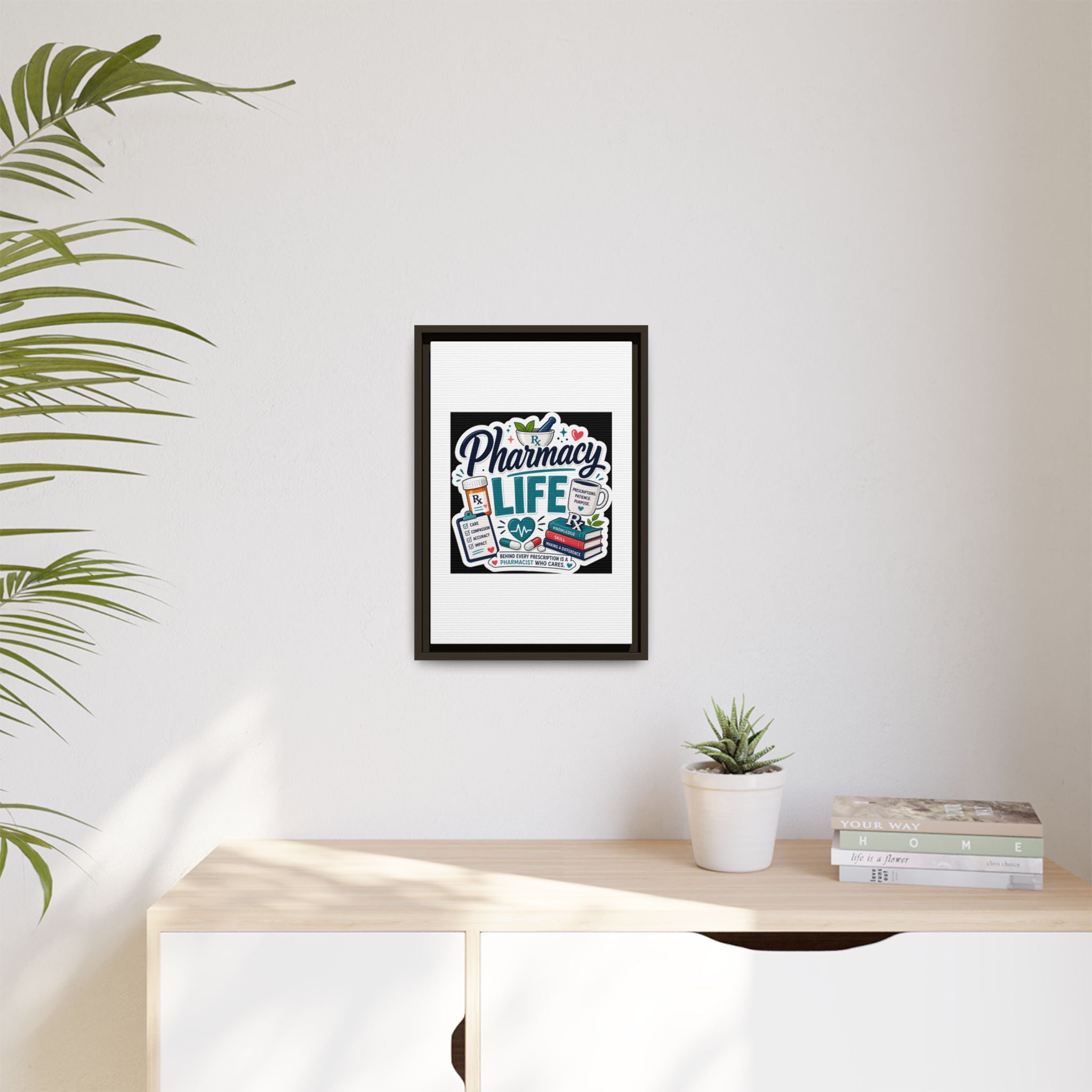 Pharmacy Life Framed Canvas Art — Colorful Pharmacist Wall Decor