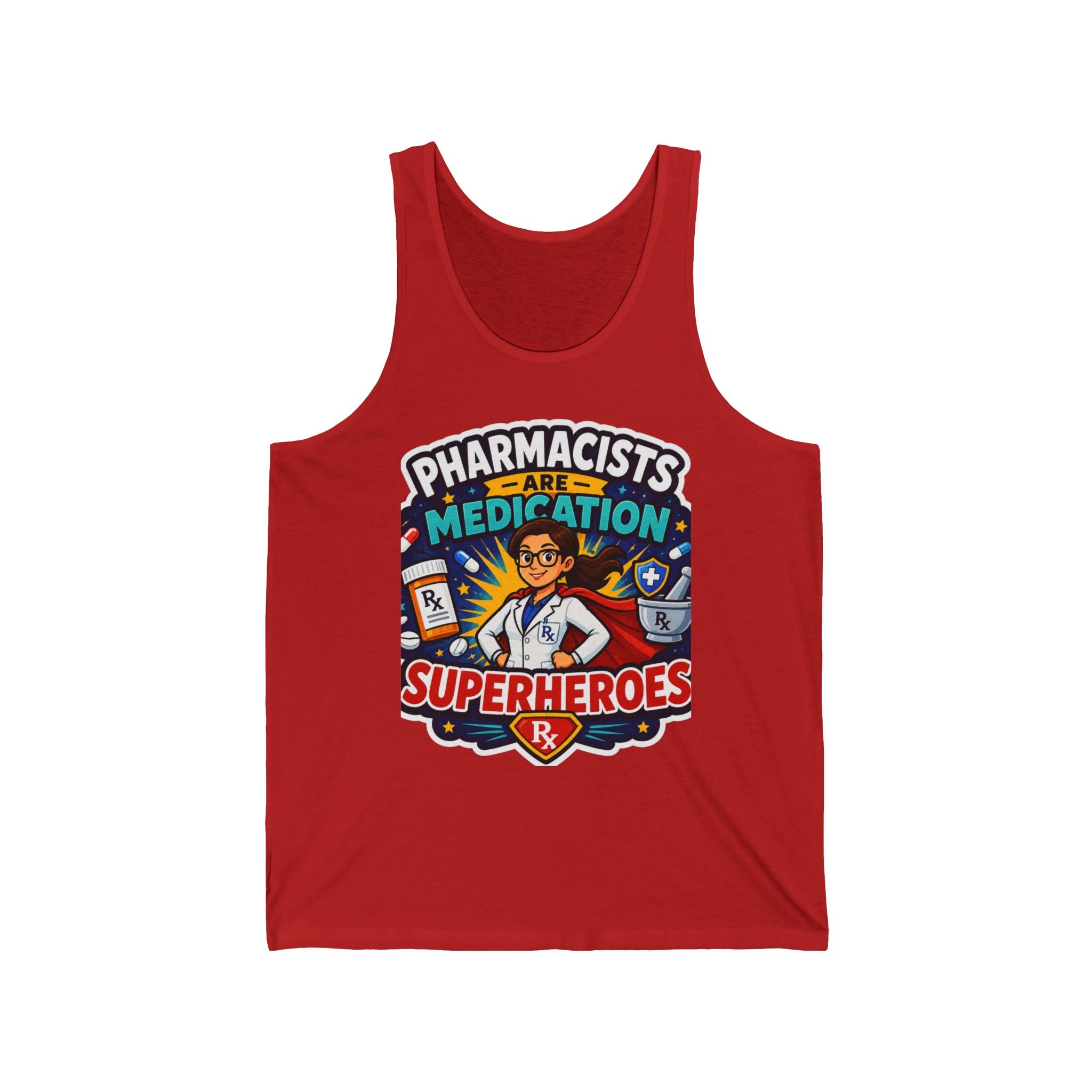Pharmacist Superheroes Tank Top — "Pharmacists Are Medication Superheroes" Graphic Tank
