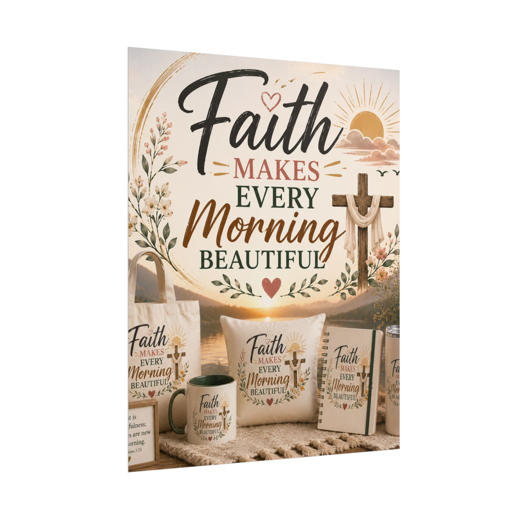 Faith Makes Every Morning Beautiful Poster — Inspirational Christian Wall Art
