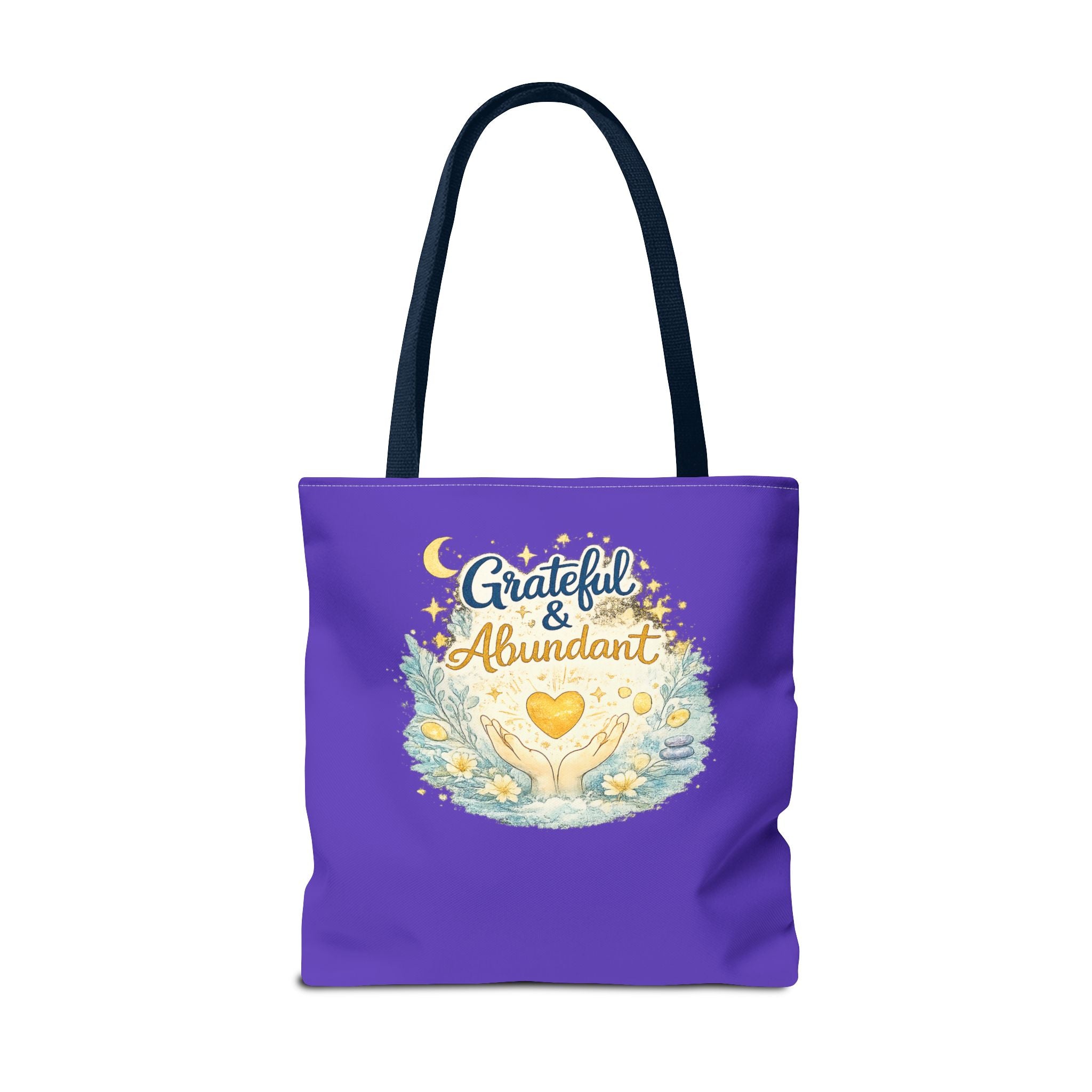 Grateful & Abundant Purple Tote Bag — Inspirational Everyday Shopper