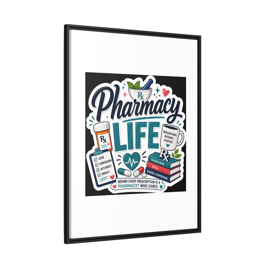 Pharmacy Life Framed Canvas Art — Colorful Pharmacist Wall Decor