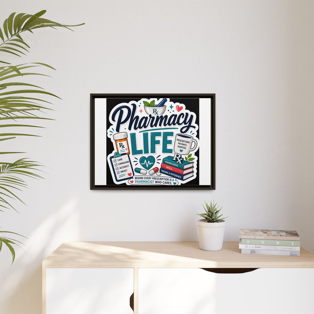 Pharmacy Life Framed Canvas Art — Colorful Pharmacist Wall Decor
