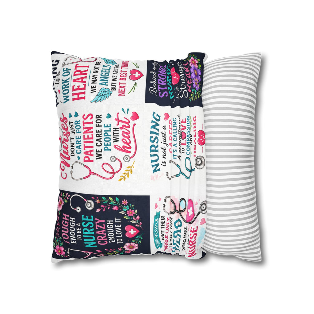 Nurse Quotes Patchwork Square Pillowcase — Inspirational Nursing Gifts