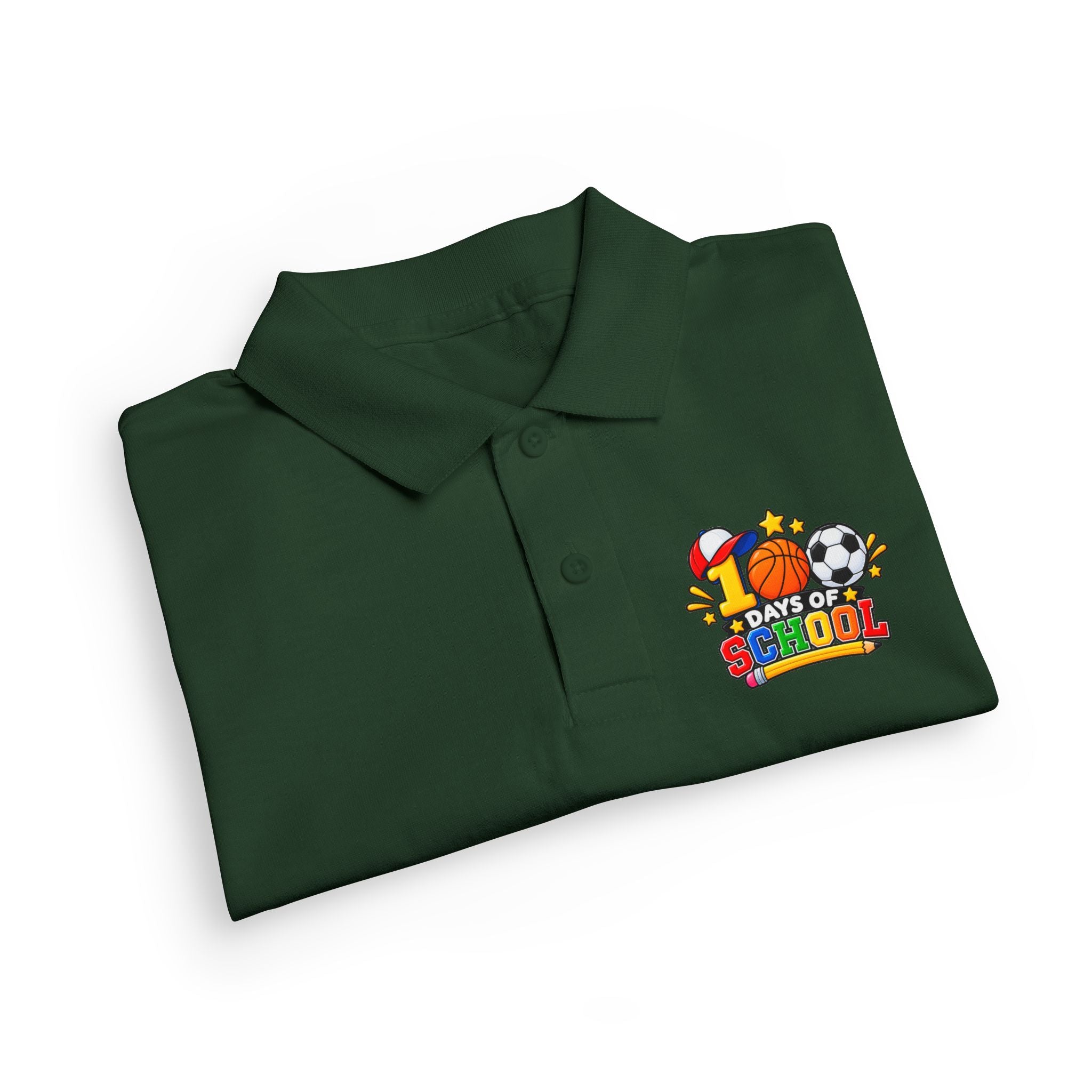 Youth Polo — "100 Days of School" Sport-Themed Kids Polo
