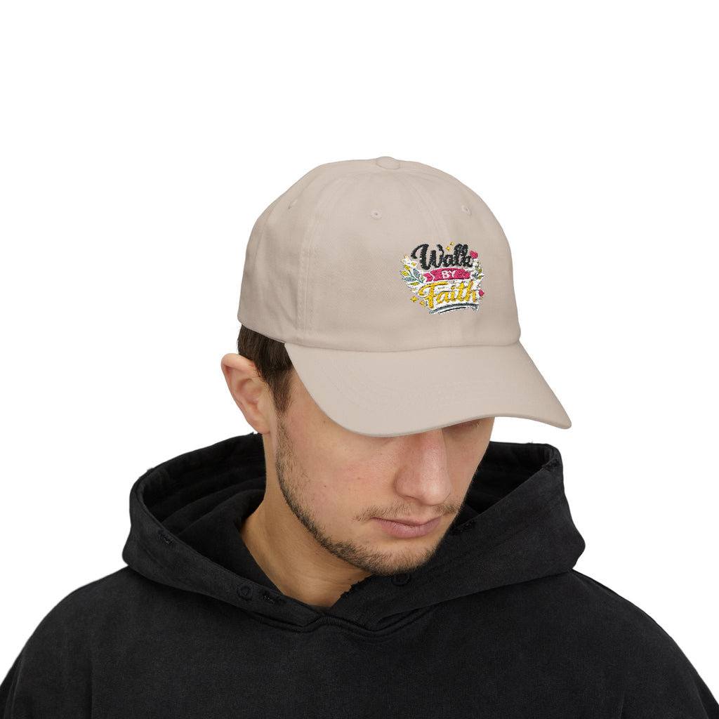 Walk By Faith Dad Cap — Floral Inspirational Baseball Hat