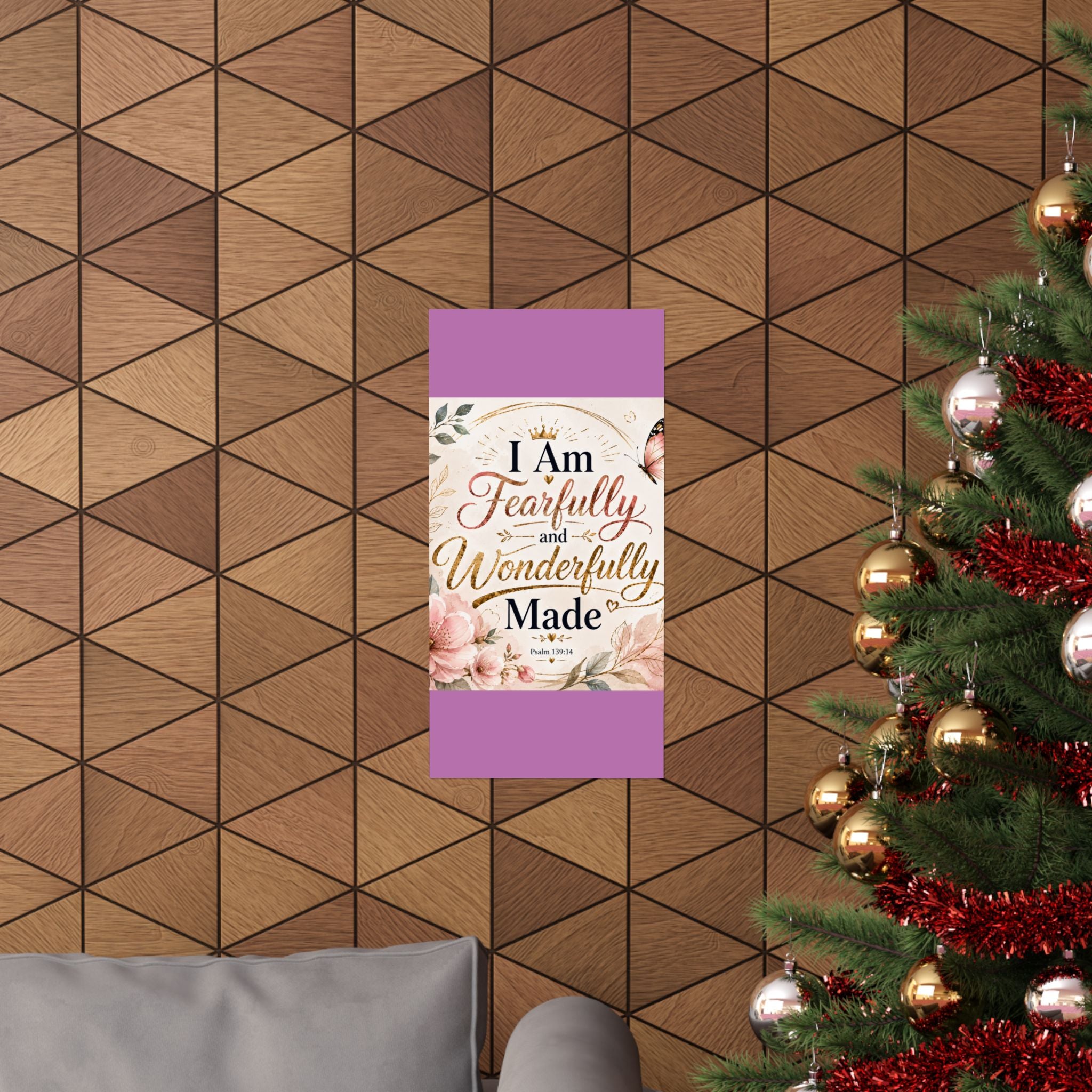 Fearfully & Wonderfully Made Vertical Poster — Inspirational Christian Wall Art (Psalm 139:14)