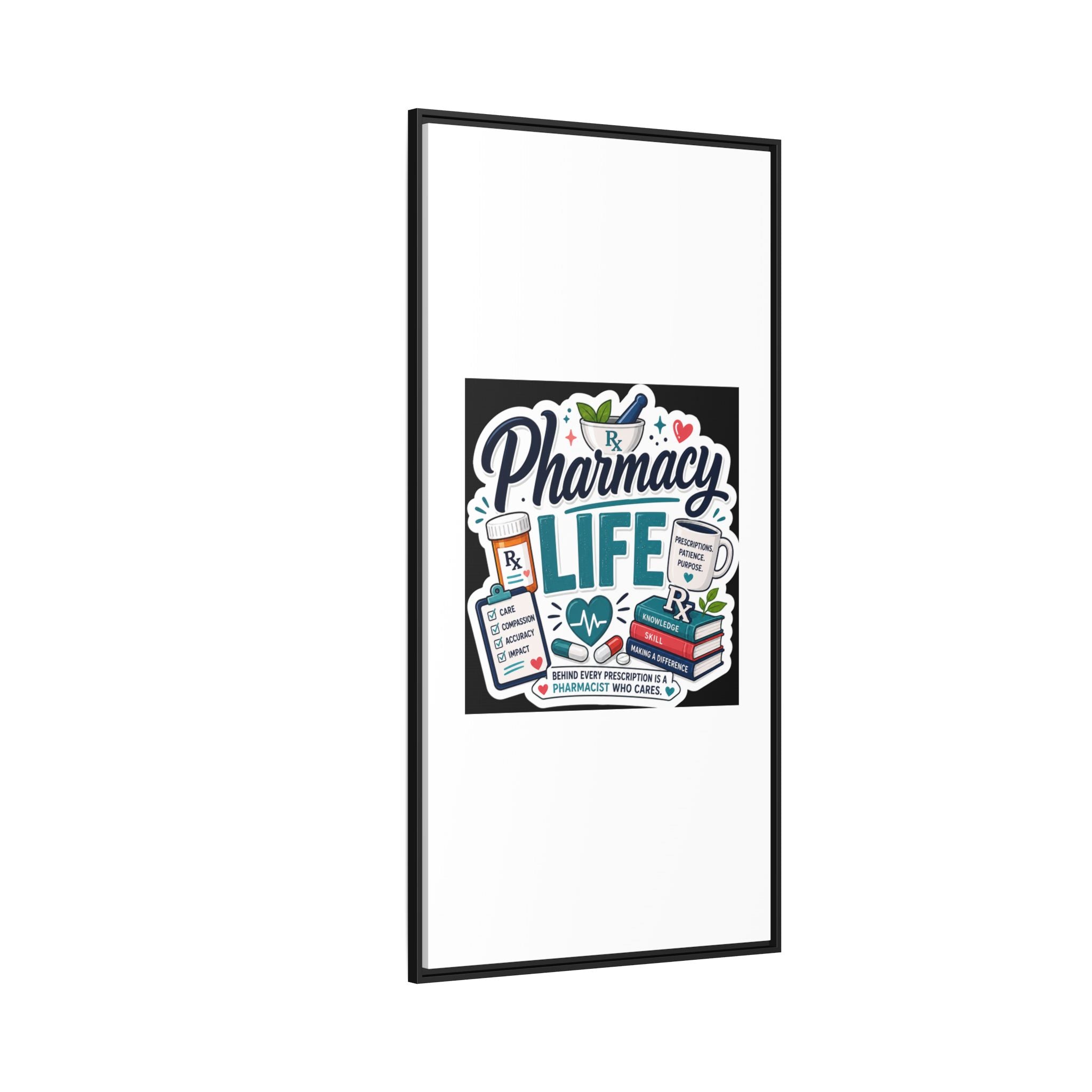 Pharmacy Life Framed Canvas Art — Colorful Pharmacist Wall Decor