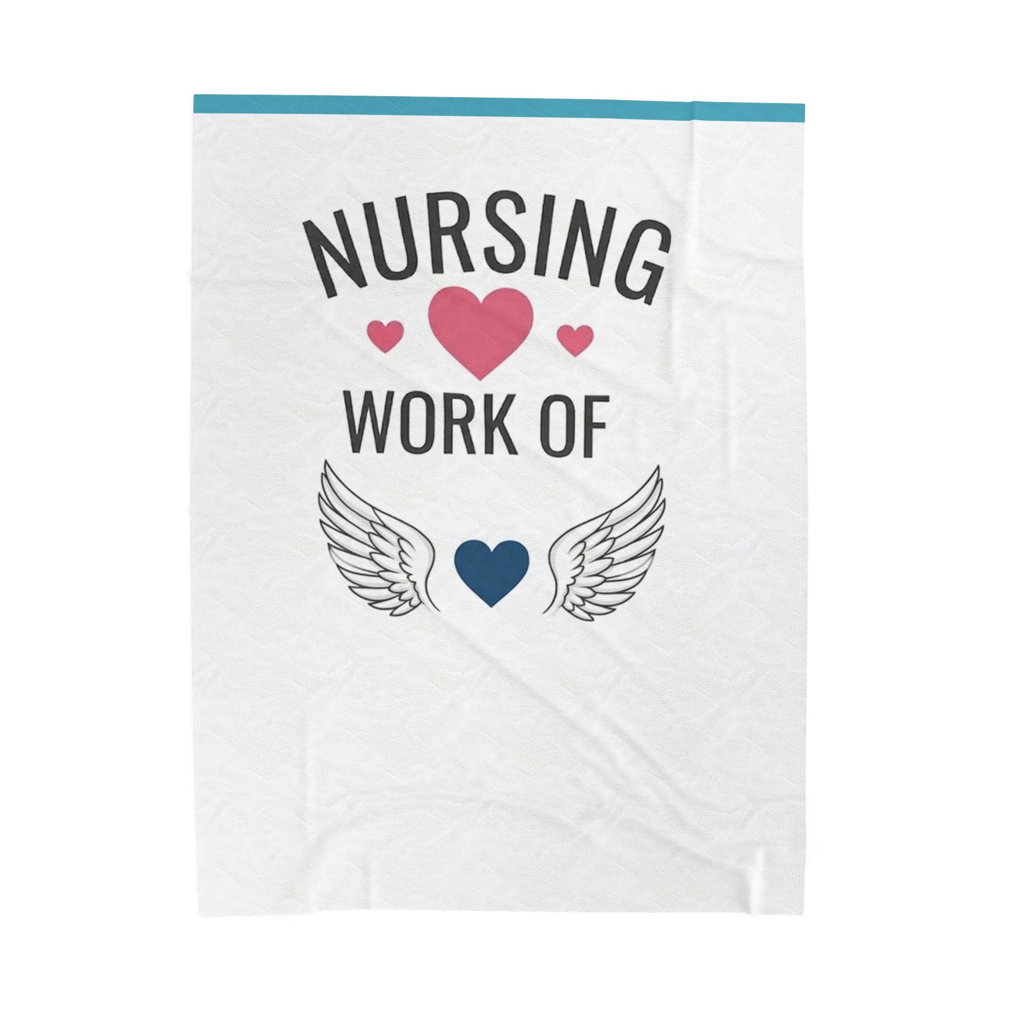 Velveteen Plush Blanket — "Nursing Work of Heart" Soft Nurse Gift Throw