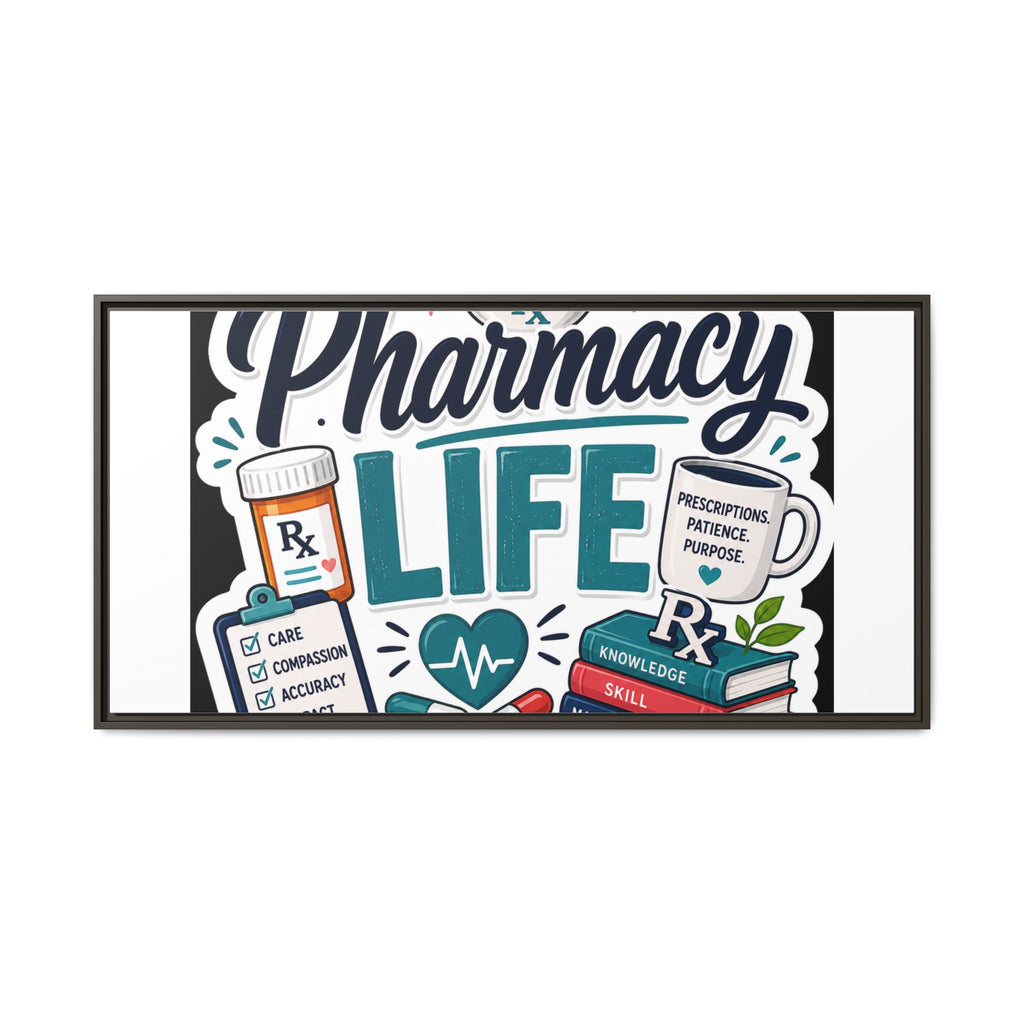 Pharmacy Life Framed Canvas Art — Colorful Pharmacist Wall Decor