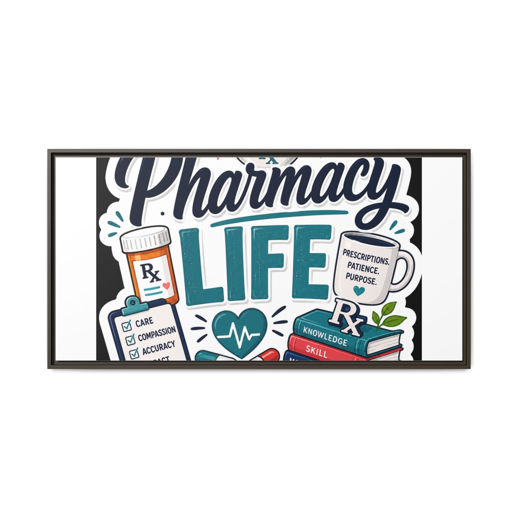 Pharmacy Life Framed Canvas Art — Colorful Pharmacist Wall Decor