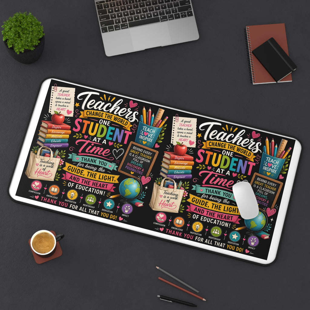 Teacher Appreciation Desk Mat — Colorful Chalkboard Thank You Design
