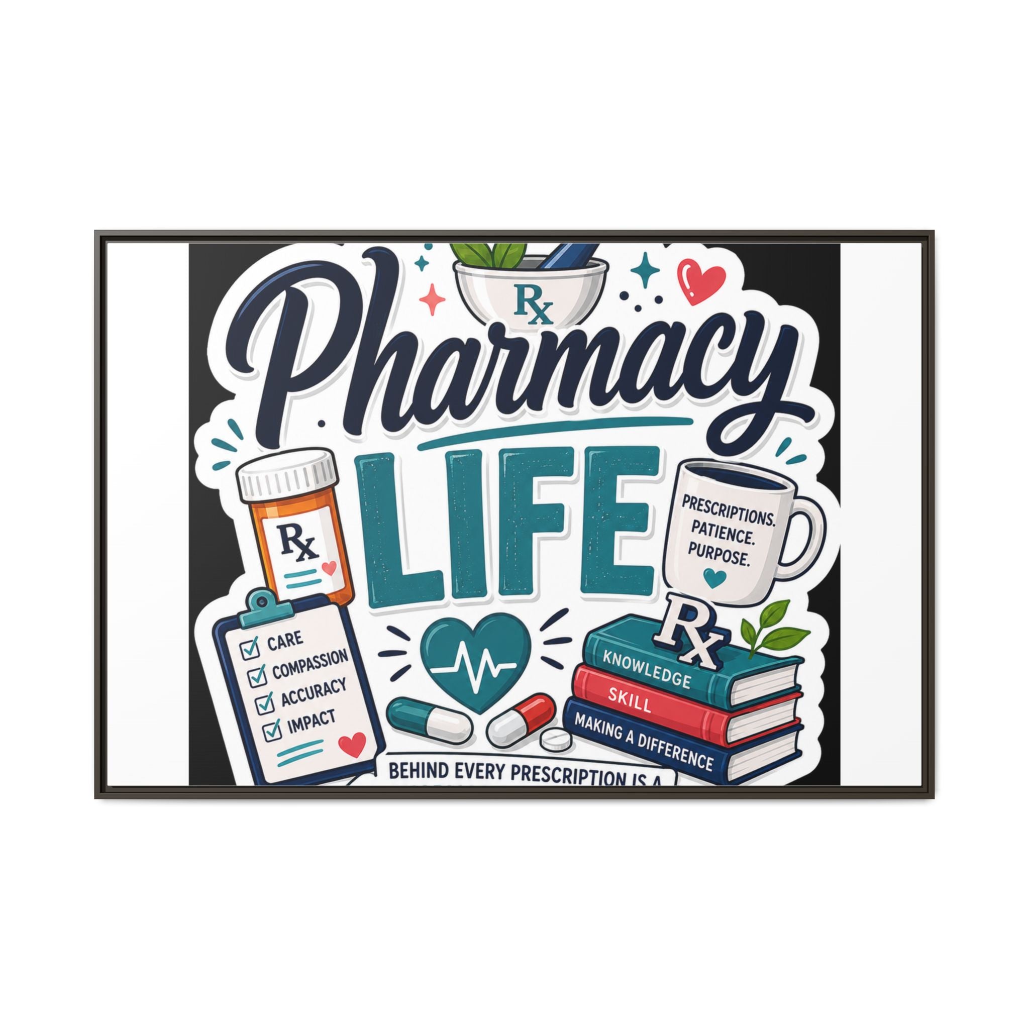 Pharmacy Life Framed Canvas Art — Colorful Pharmacist Wall Decor