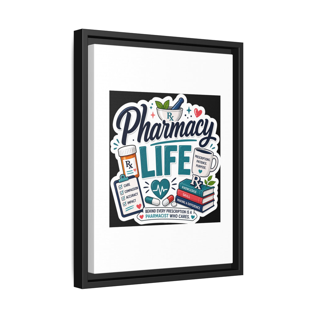 Pharmacy Life Framed Canvas Art — Colorful Pharmacist Wall Decor