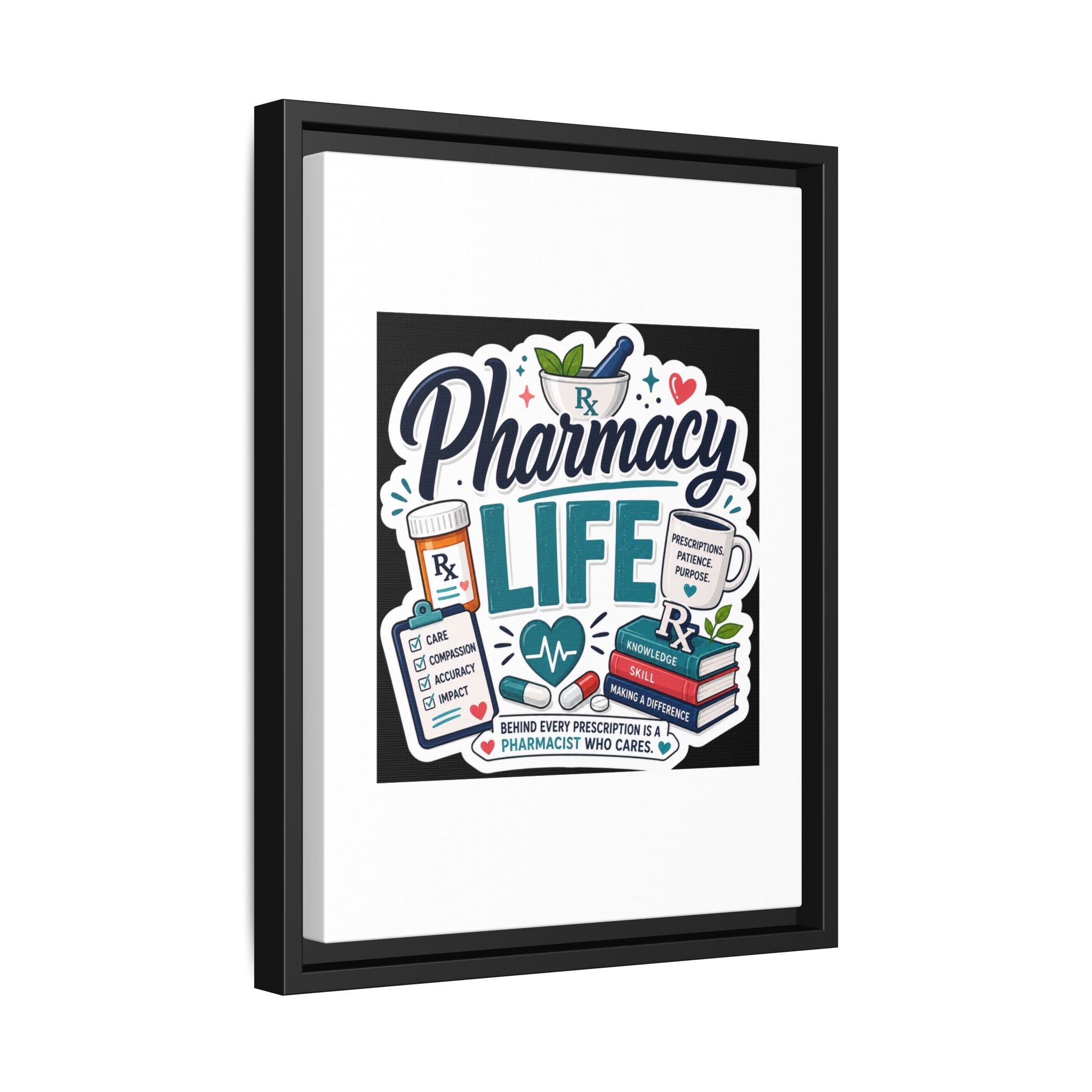Pharmacy Life Framed Canvas Art — Colorful Pharmacist Wall Decor
