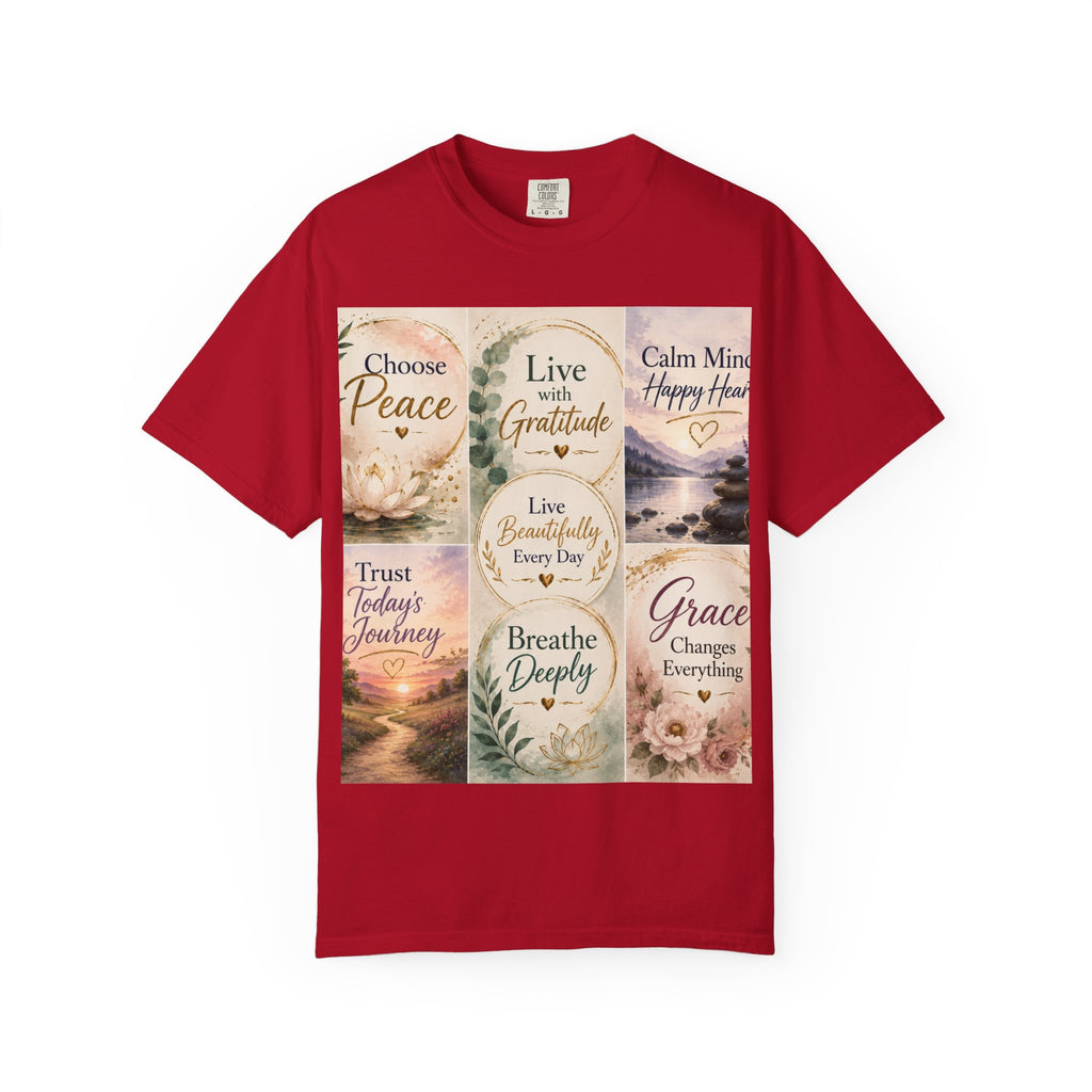 Inspirational Quote T-Shirt — Choose Peace, Live with Gratitude, Breathe Deeply