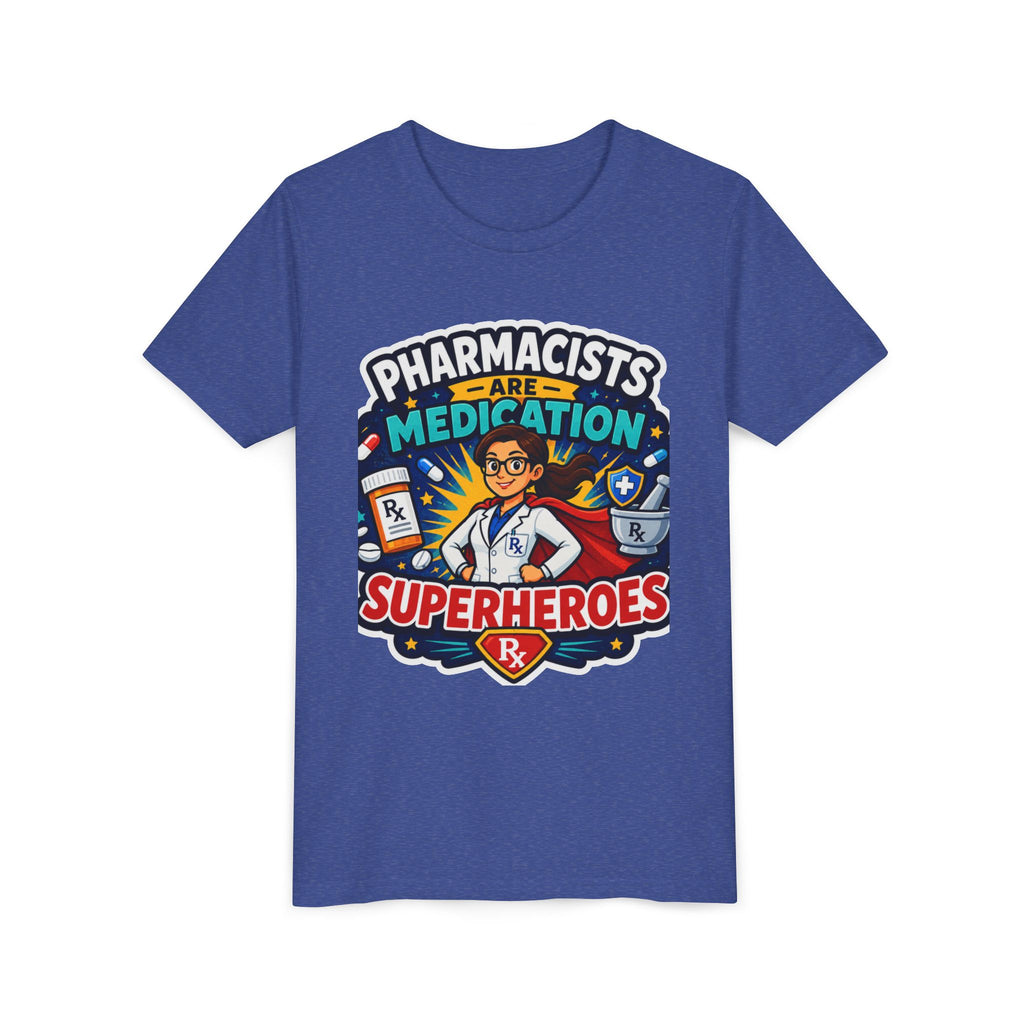 Youth Tee — "Pharmacists Are Medication Superheroes" Cartoon Pharmacy Shirt