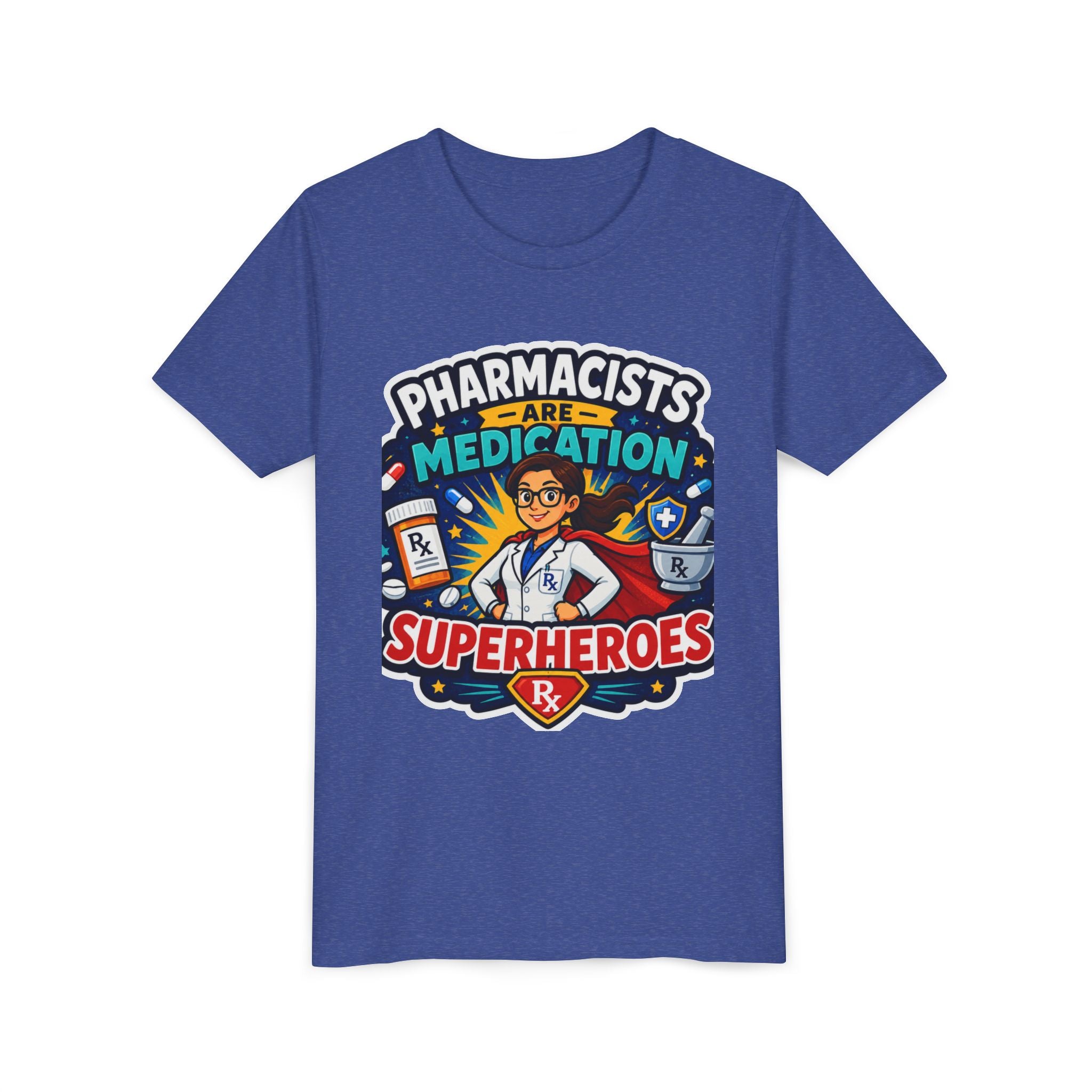 Youth Tee — "Pharmacists Are Medication Superheroes" Cartoon Pharmacy Shirt