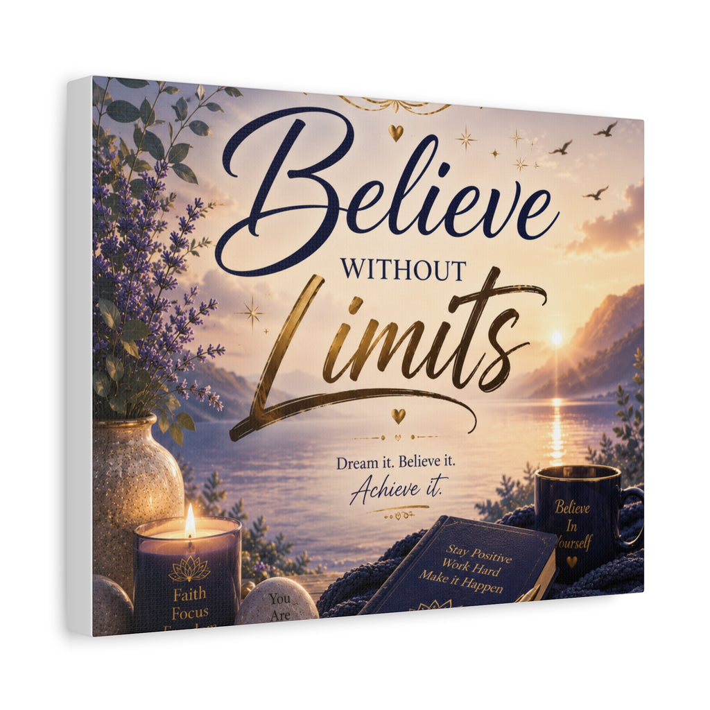 Believe Without Limits Canvas Wall Art – Inspirational Stretched Matte Print