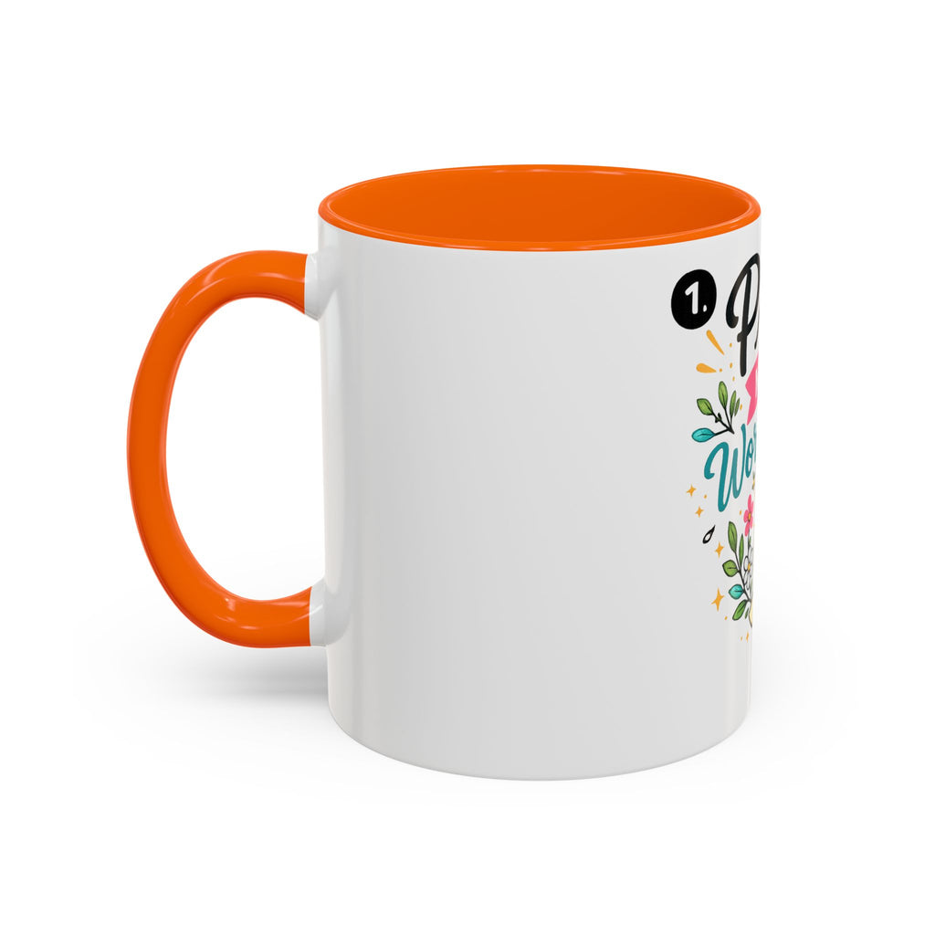 Pray More Worry Less Accent Coffee Mug — Inspirational Floral Prayer Gift (11/15oz)