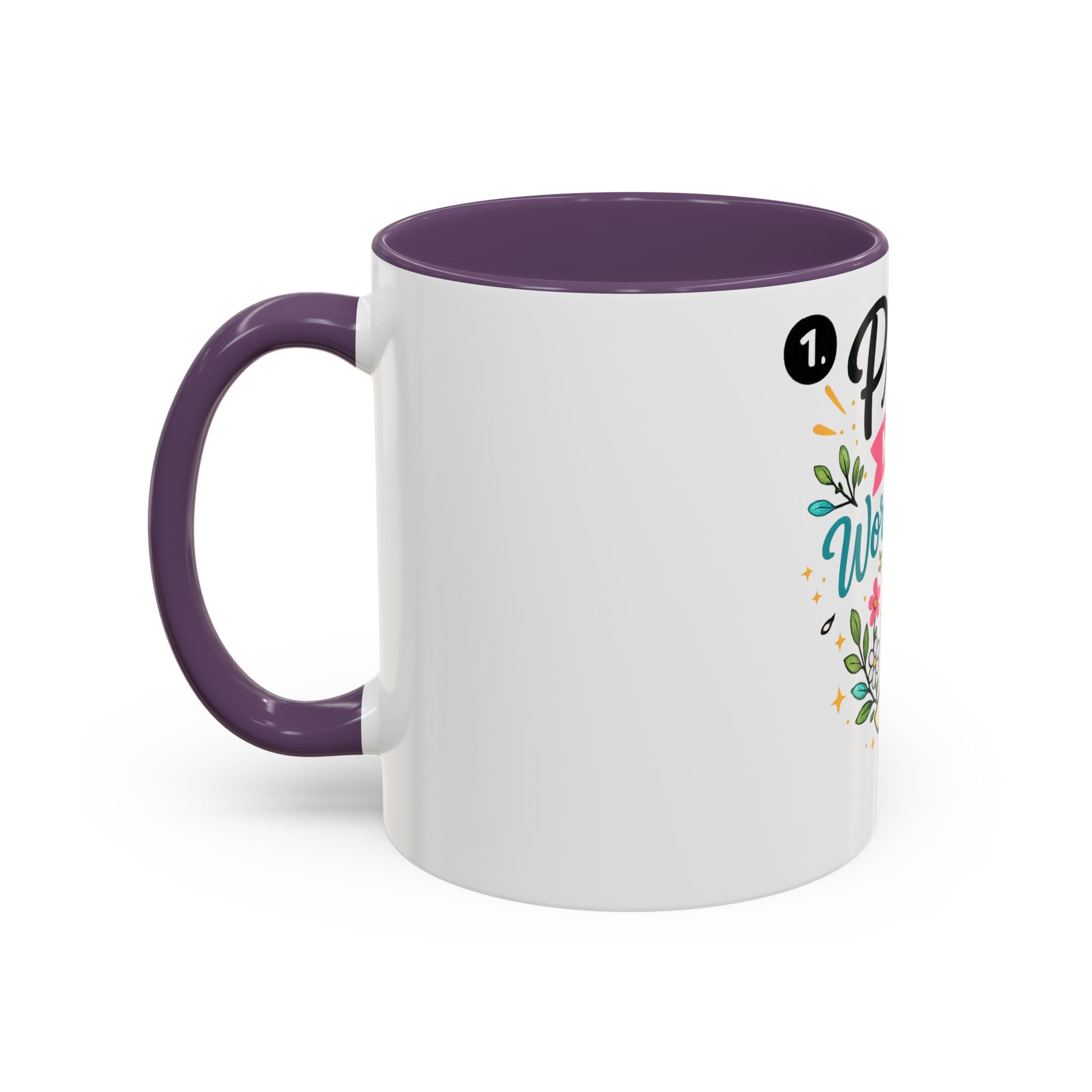 Pray More Worry Less Accent Coffee Mug — Inspirational Floral Prayer Gift (11/15oz)