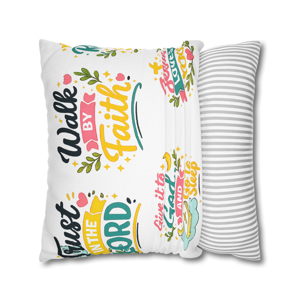 Faith Quote Decorative Pillowcase — "Walk by Faith" Inspirational Throw Pillow Cover
