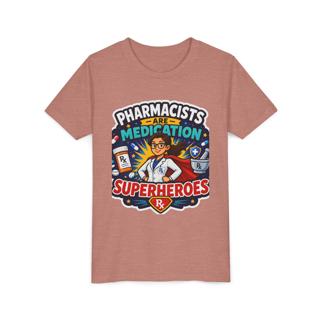 Youth Tee — "Pharmacists Are Medication Superheroes" Cartoon Pharmacy Shirt