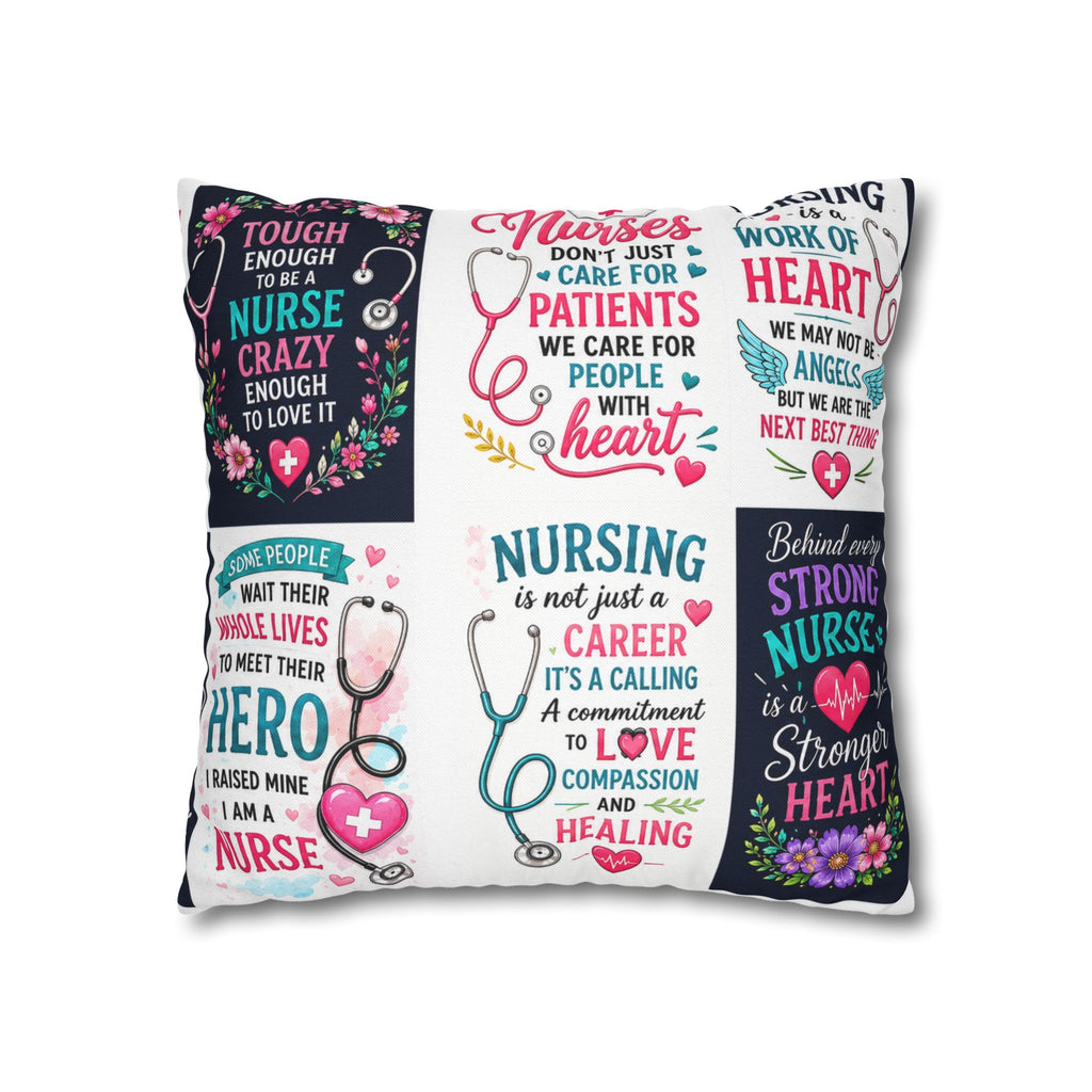 Nurse Quotes Patchwork Square Pillowcase — Inspirational Nursing Gifts
