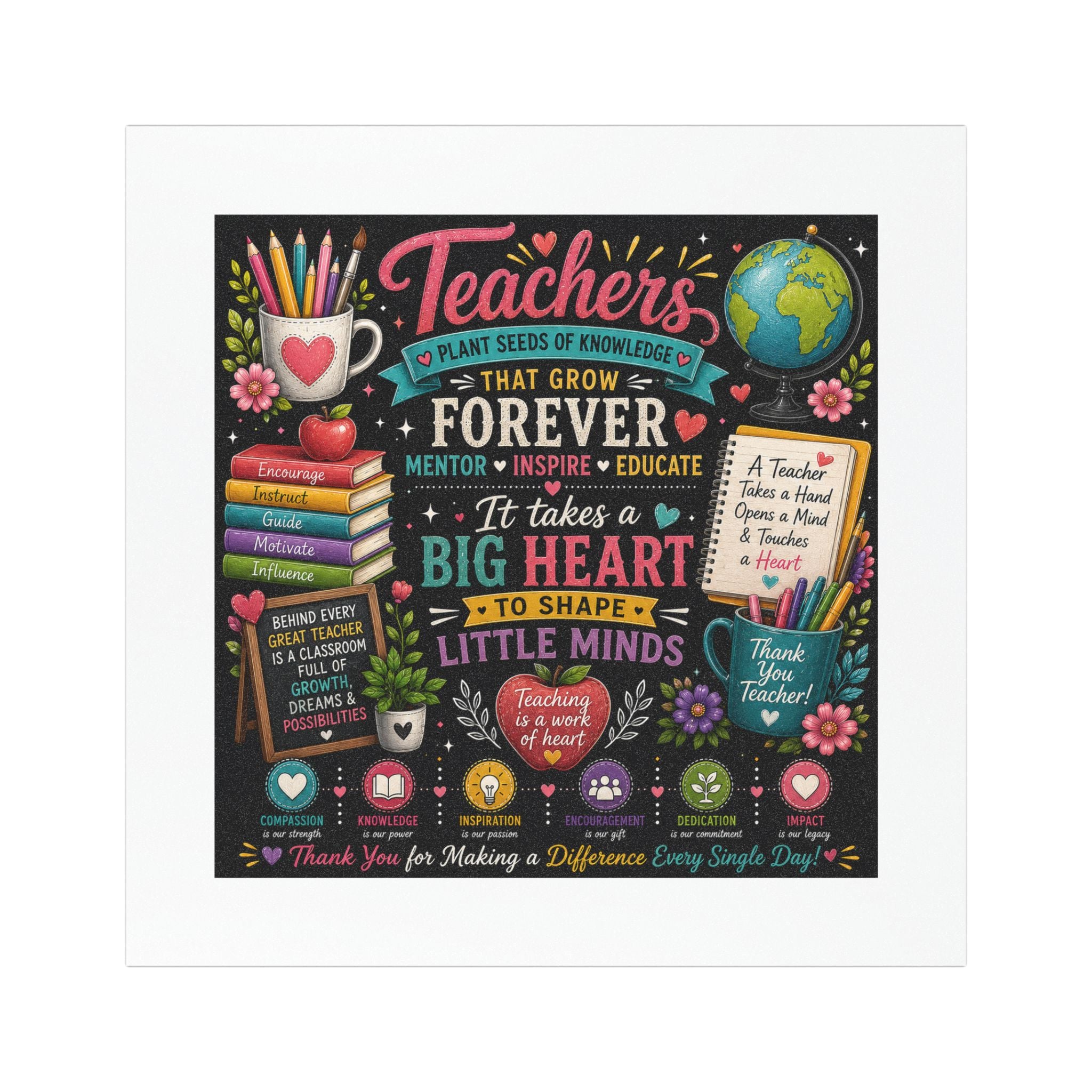 Teacher Appreciation Car Magnet — "It Takes a Big Heart to Shape Little Minds"