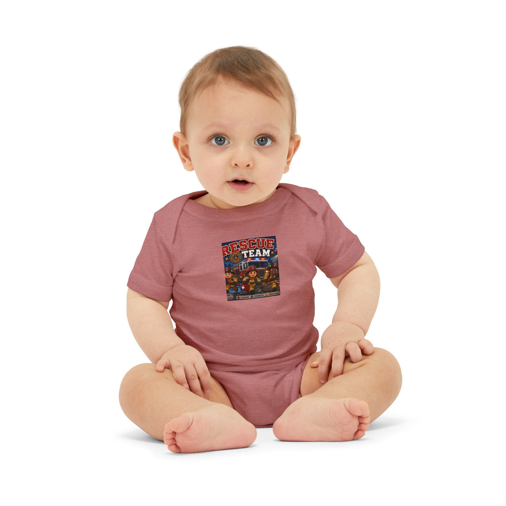 Infant Onesie - 'Team' Colorful Cartoon Character Print Baby Bodysuit