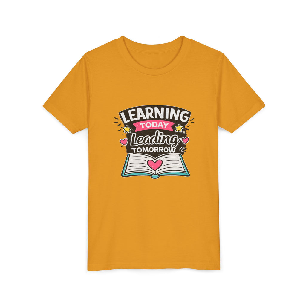 Youth Tee — "Learning Today, Leading Tomorrow" School Kids Graphic T-Shirt