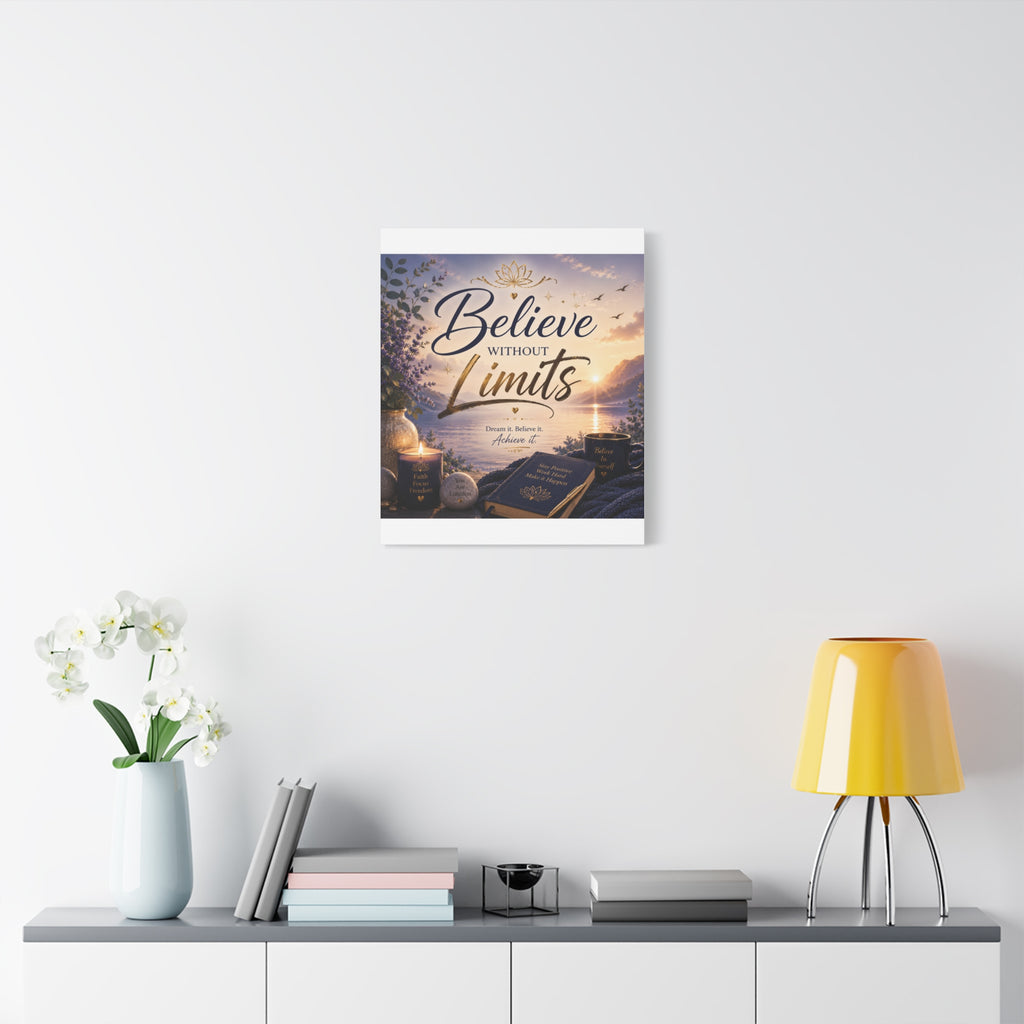 Believe Without Limits Canvas Wall Art – Inspirational Stretched Matte Print