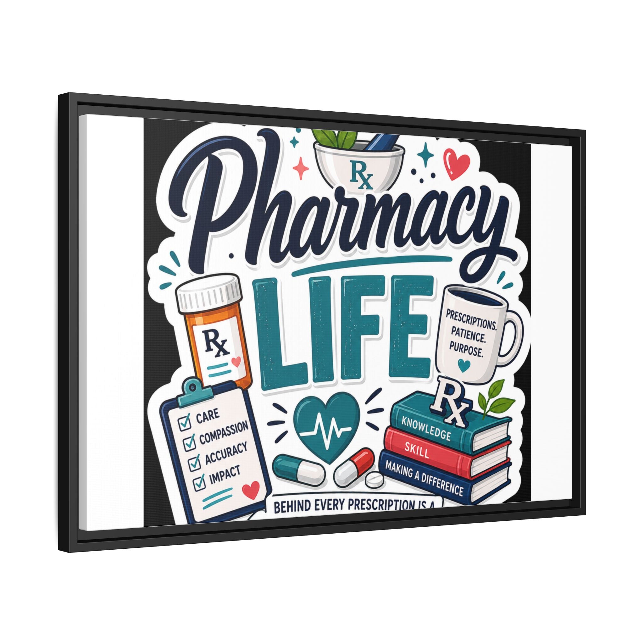 Pharmacy Life Framed Canvas Art — Colorful Pharmacist Wall Decor