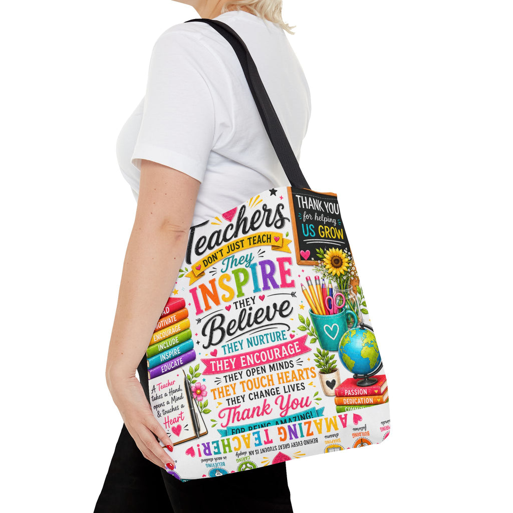 Teacher Appreciation Tote Bag — 'Teachers Inspire, They Believe' All-Over-Print Gift Tote