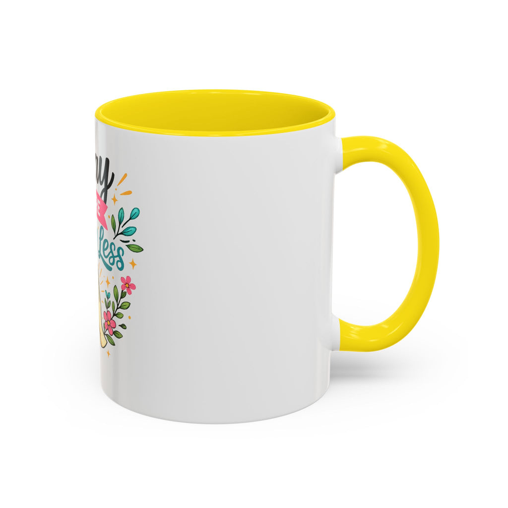 Pray More Worry Less Accent Coffee Mug — Inspirational Floral Prayer Gift (11/15oz)