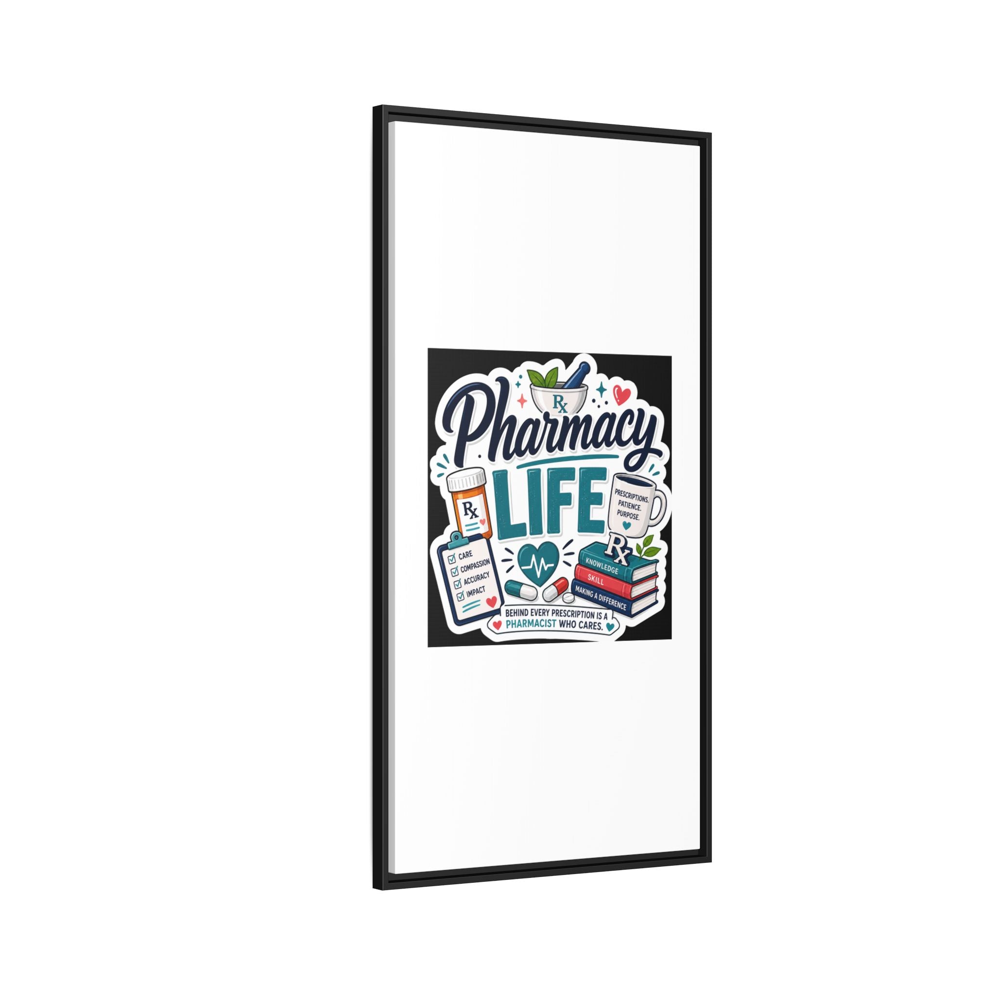 Pharmacy Life Framed Canvas Art — Colorful Pharmacist Wall Decor