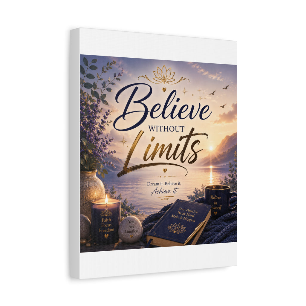 Believe Without Limits Canvas Wall Art – Inspirational Stretched Matte Print