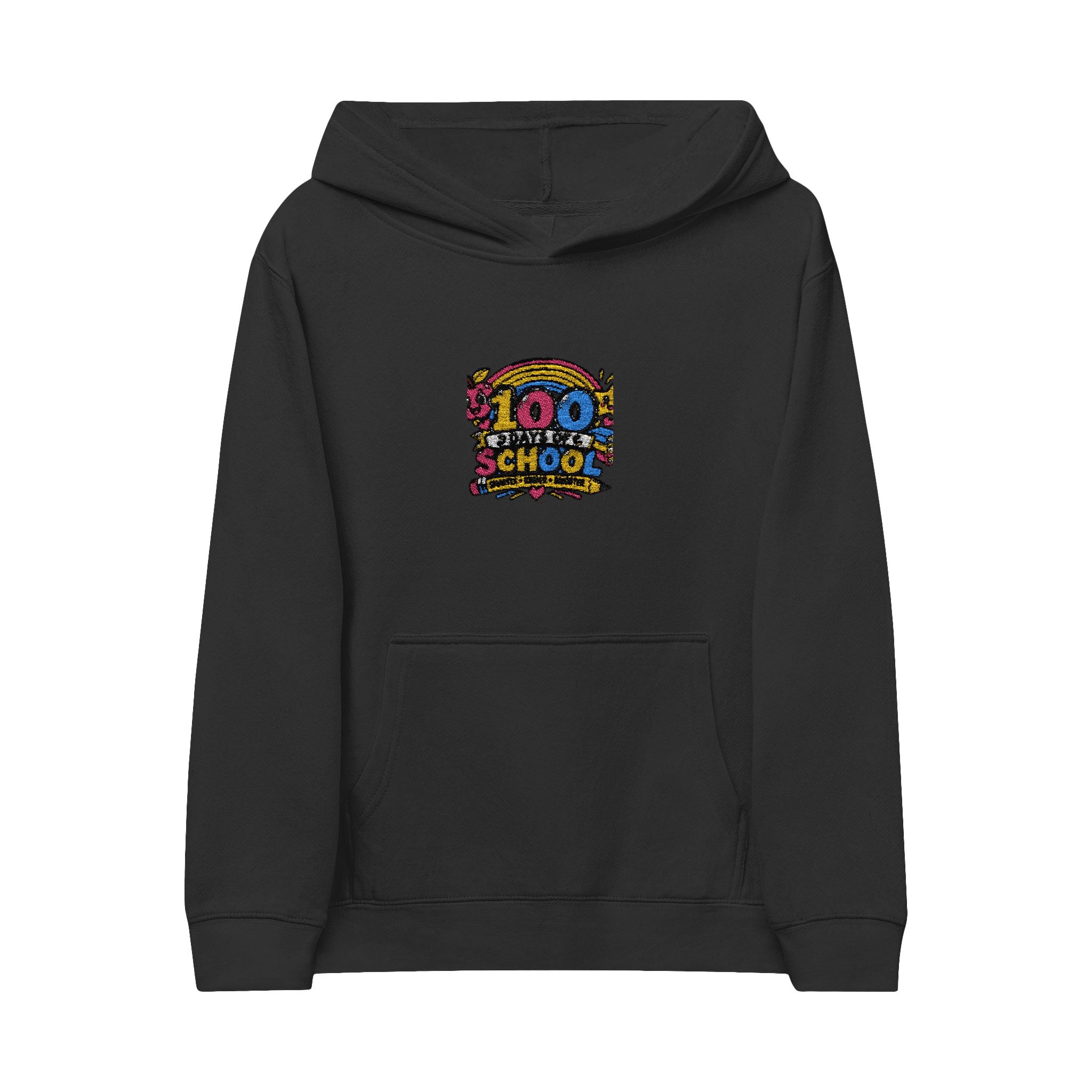 100th Day of School Kids Hoodie — Embroidered Colorful Badge