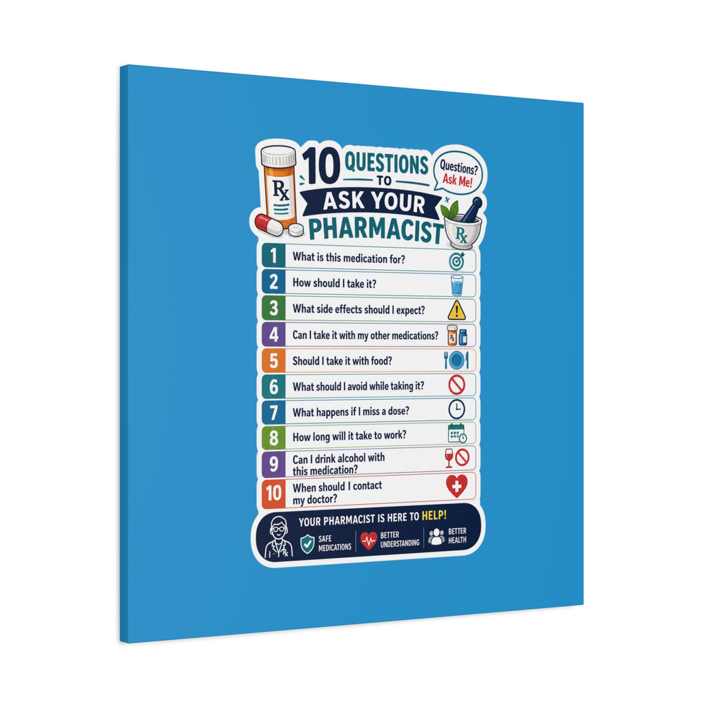 Pharmacist Questions Canvas Print — "10 Questions to Ask Your Pharmacist"