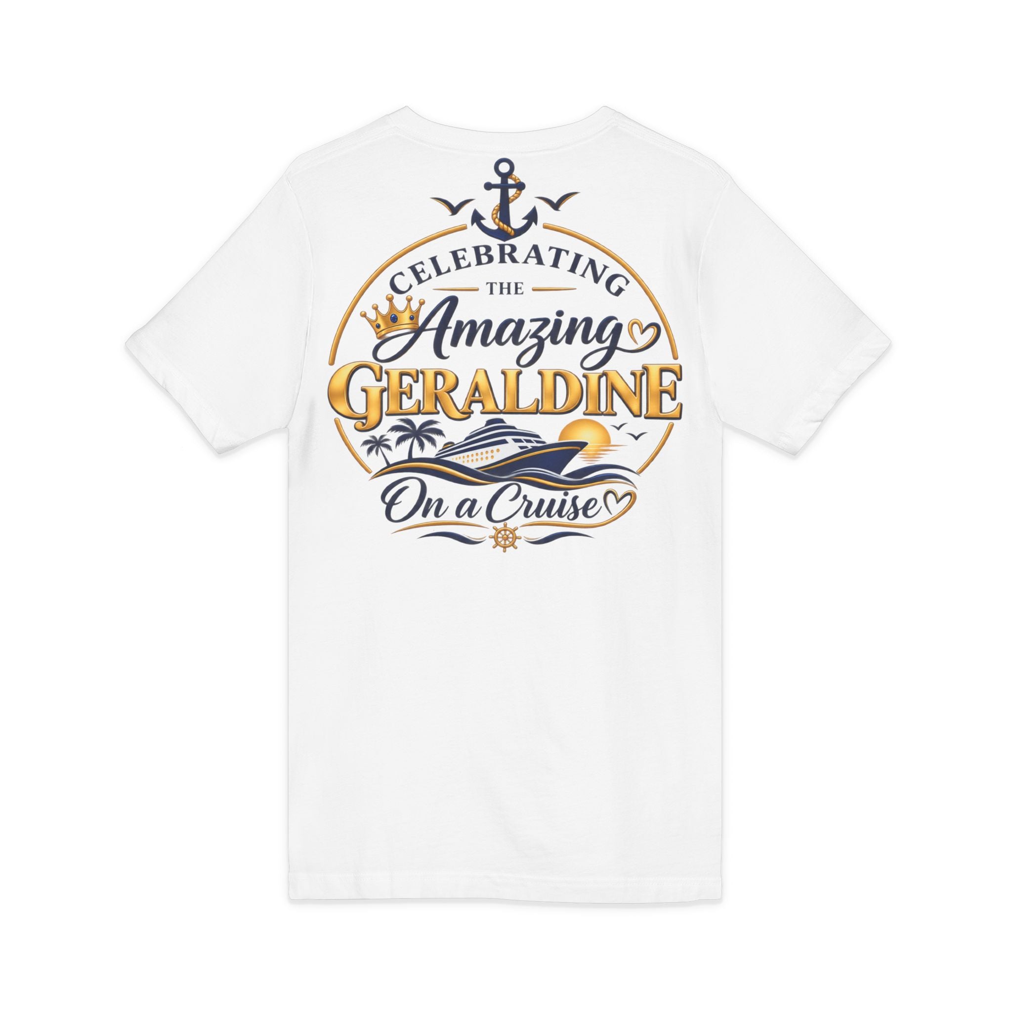 Birthday Queen Cruise V-Neck Tee — Personalized 'Geraldine' Celebration Shirt